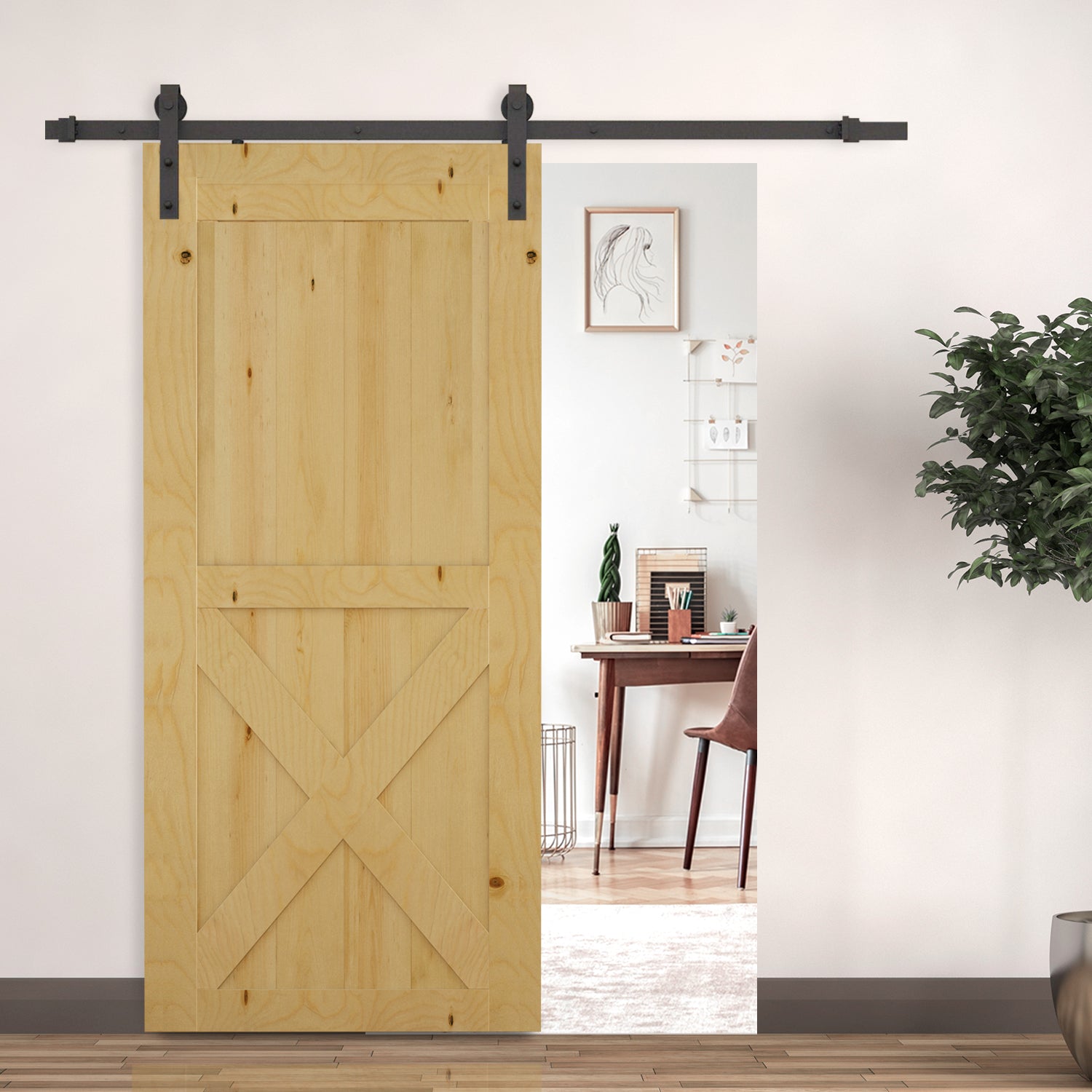 Kit de Instalação de Calha para Porta de Correr - Marrom - Aço Carbono - 200 x 4 x 0,8 cm