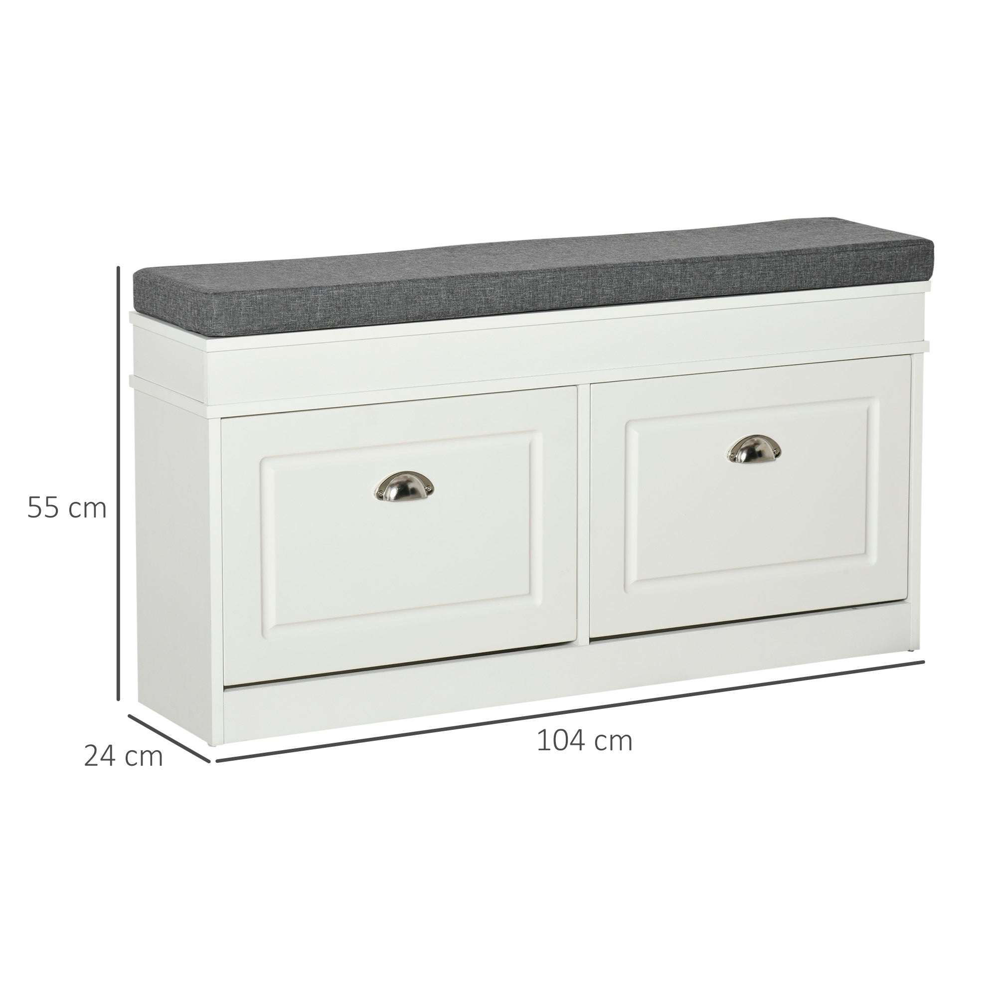 Banco Sapateira com Assento 104x24x55cm - Branco e Cinza