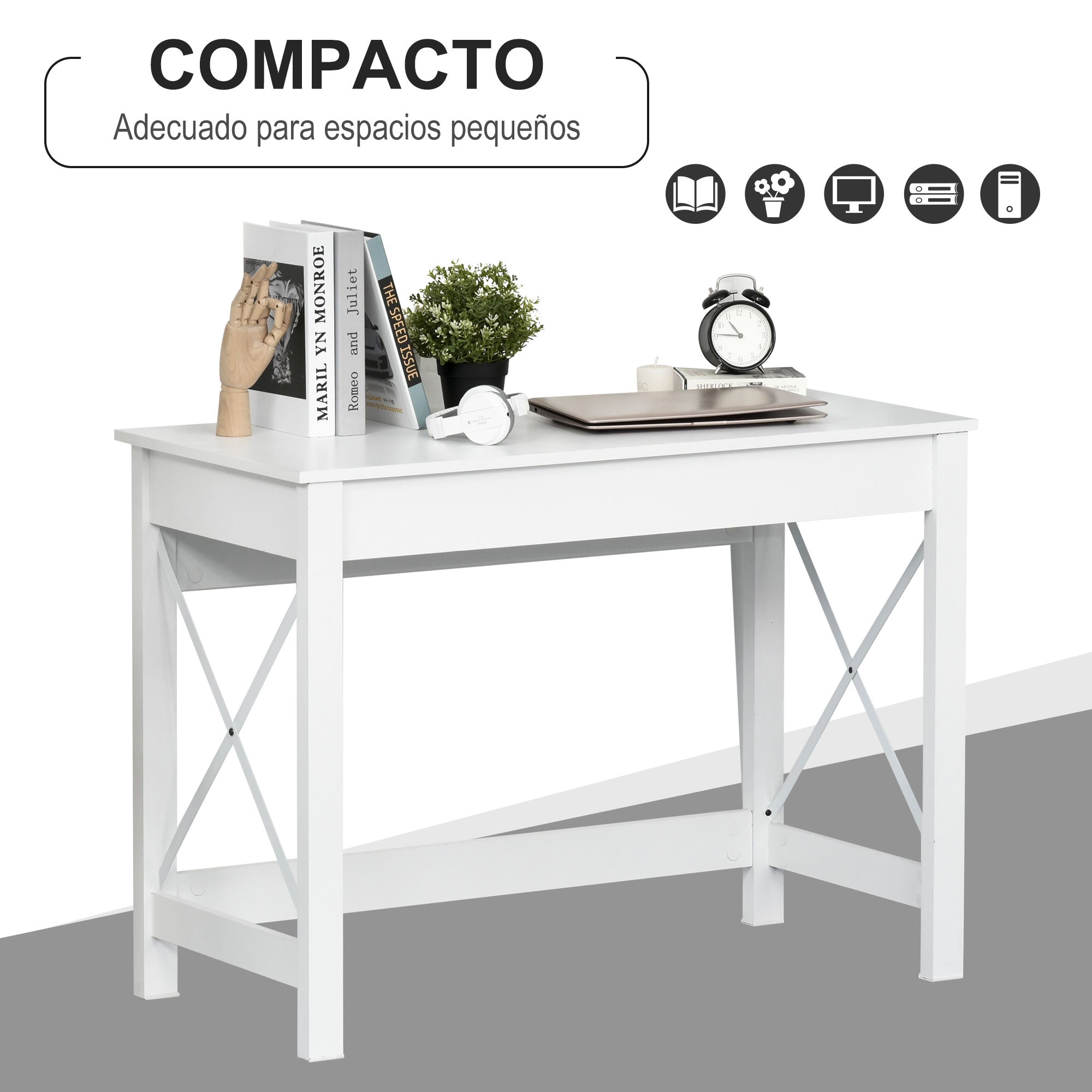 Secretária de Estudo Moderna 105x50x76 cm Branco