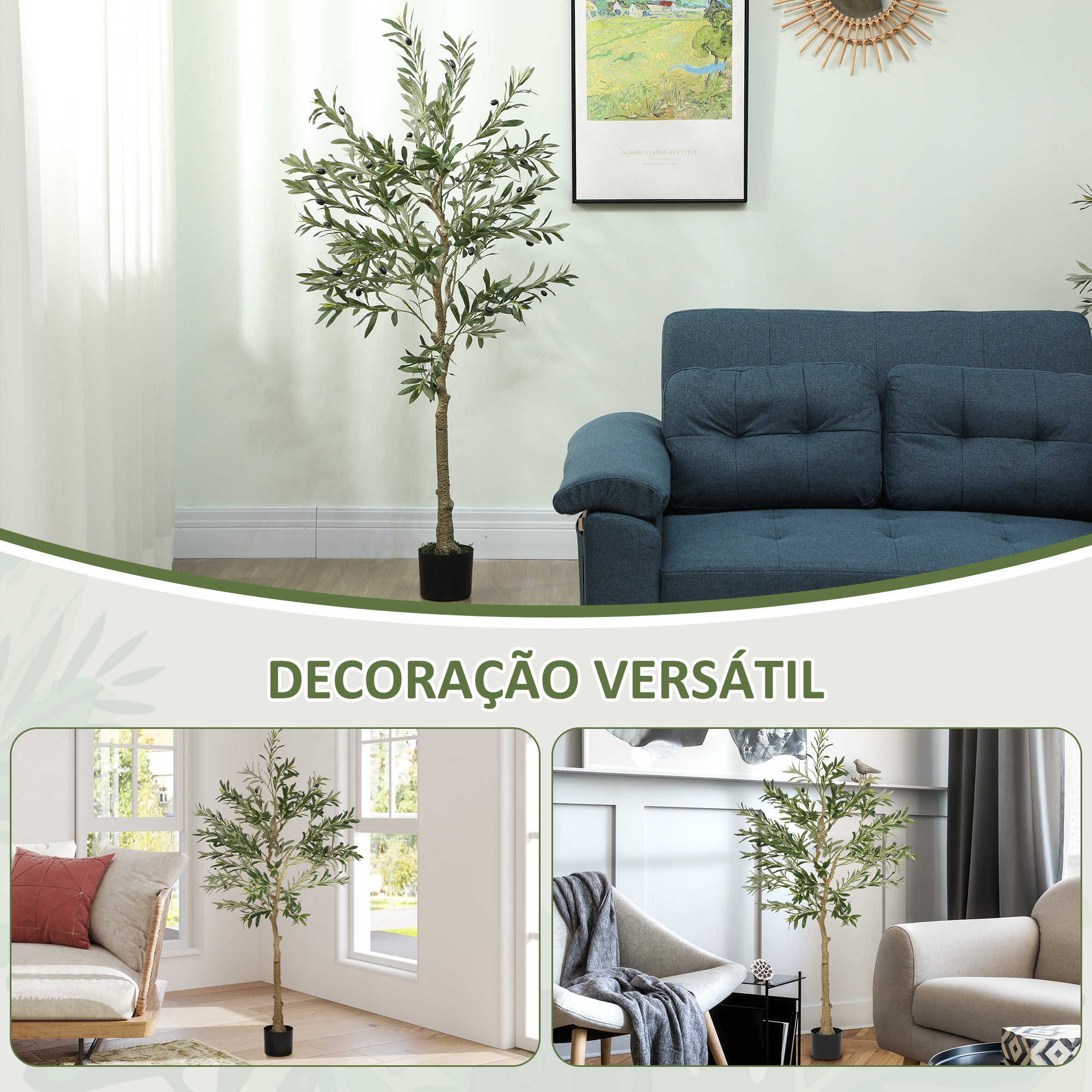 Planta Oliveira Artificial 150 cm Verde - Decoração de Interior
