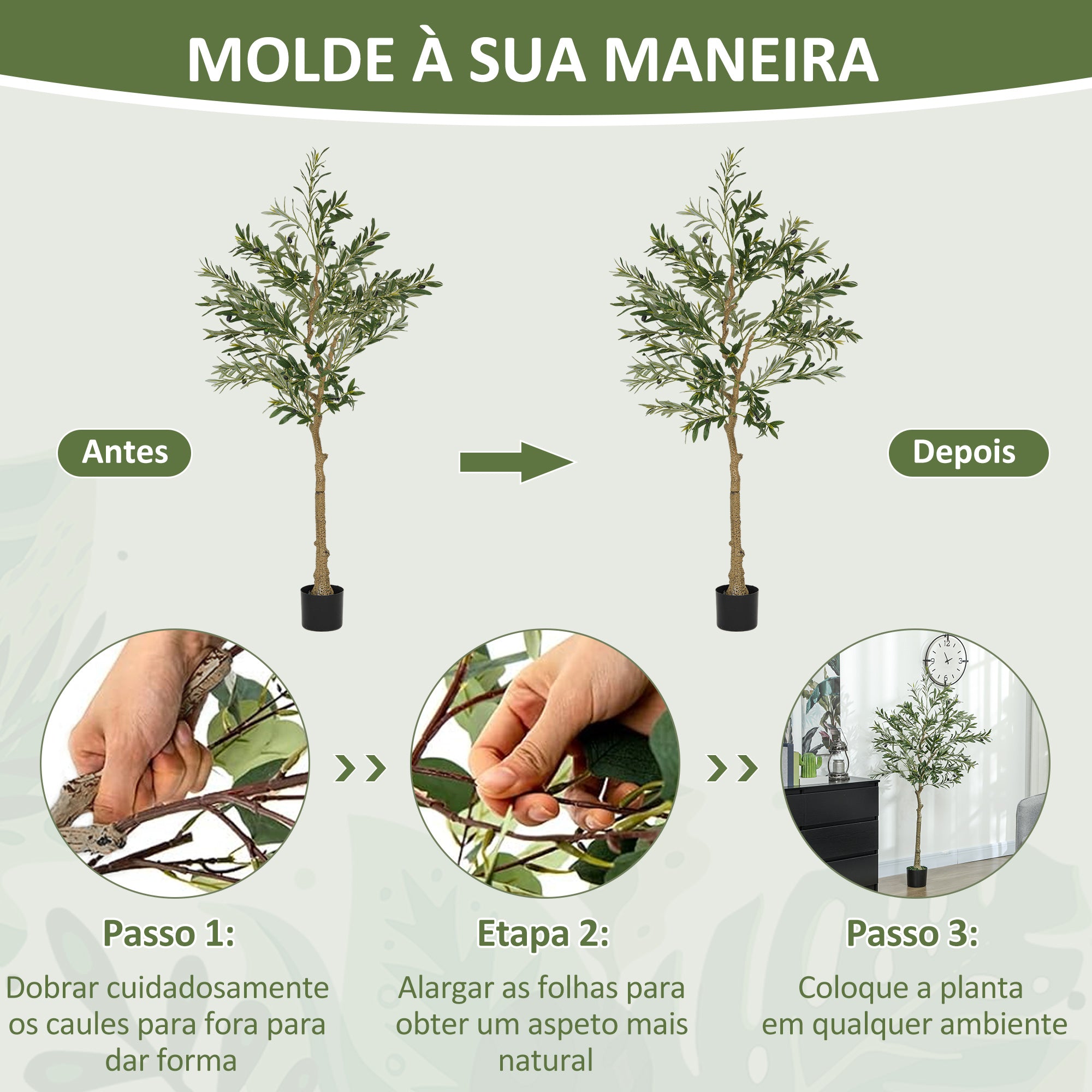 Planta Oliveira Artificial 150 cm Verde - Decoração de Interior