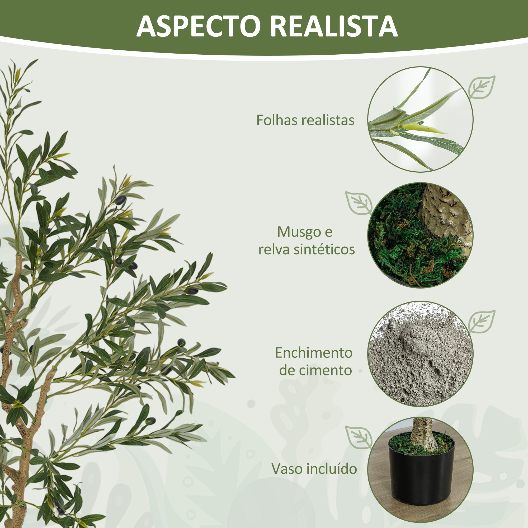Planta Oliveira Artificial 150 cm Verde - Decoração de Interior