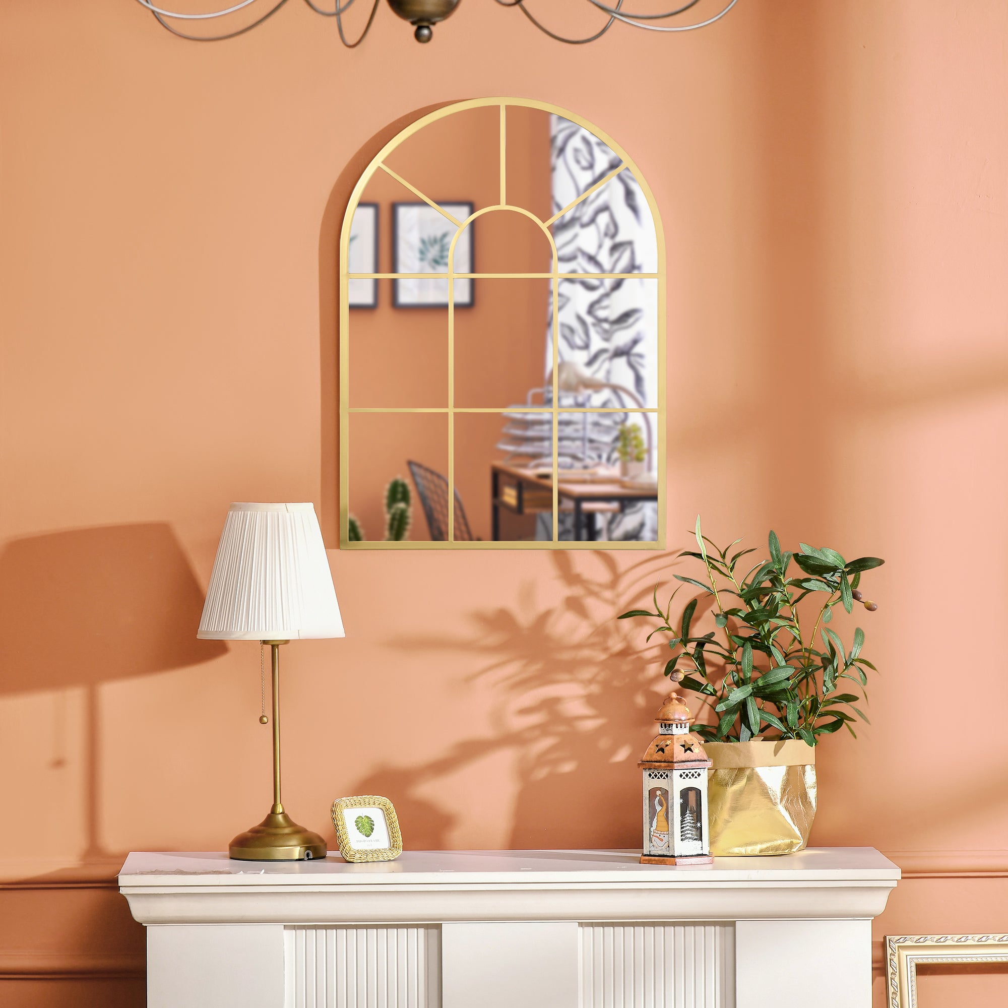 Espelho Decorativo de Parede 50x70cm Cor Ouro para Sala de Estar e Dormitório