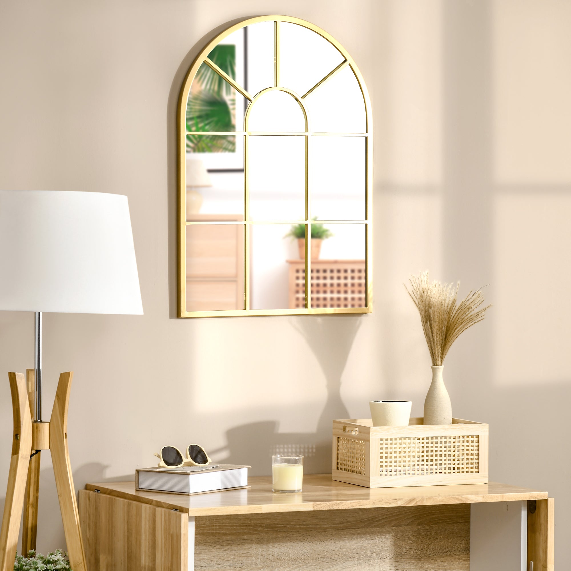 Espelho Decorativo de Parede 50x70cm Cor Ouro para Sala de Estar e Dormitório