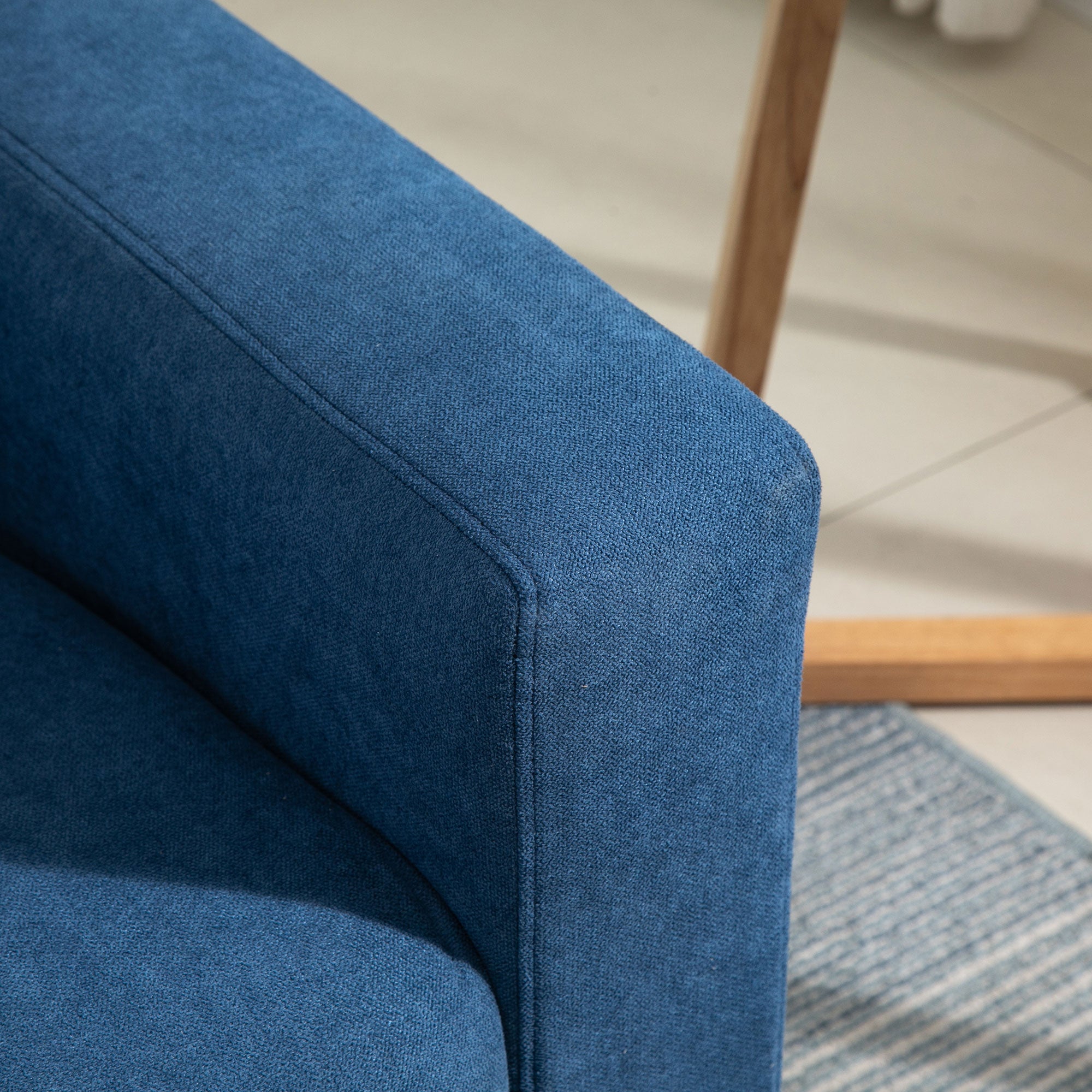 Sofá de 2 Lugares Estofado em Poliéster Azul 145x76x88 cm