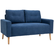 Sofá de 2 Lugares Estofado em Poliéster Azul 145x76x88 cm