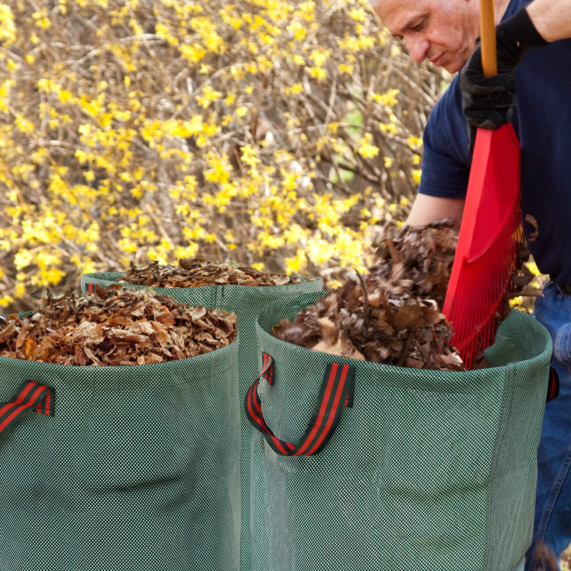Conjunto de 3 Sacos de Resíduos de Jardim 272L Verde Ø67x76 cm