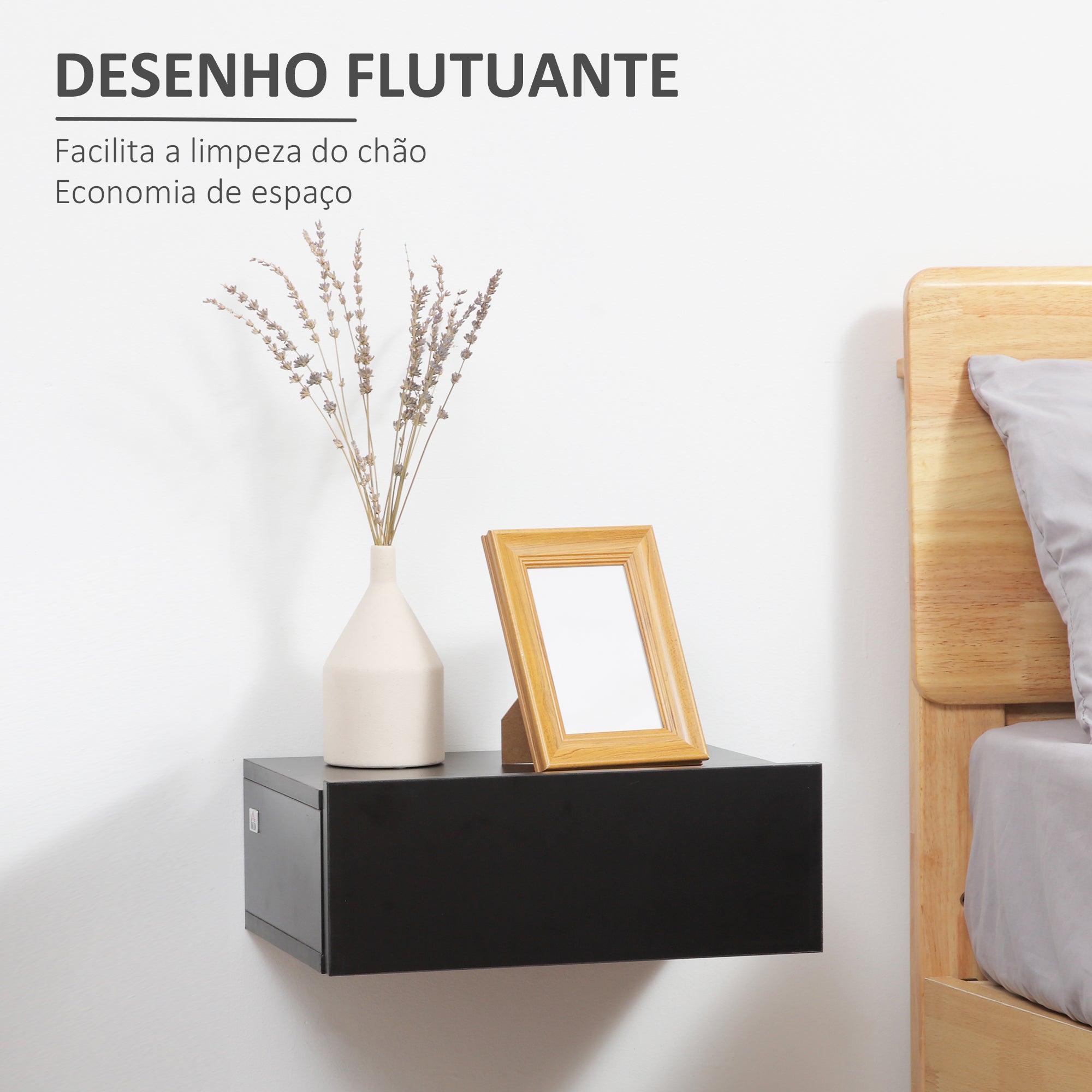 Conjunto de 2 Mesas de Cabeceira 40x30x15 cm Preto - Estilo Moderno e Funcional