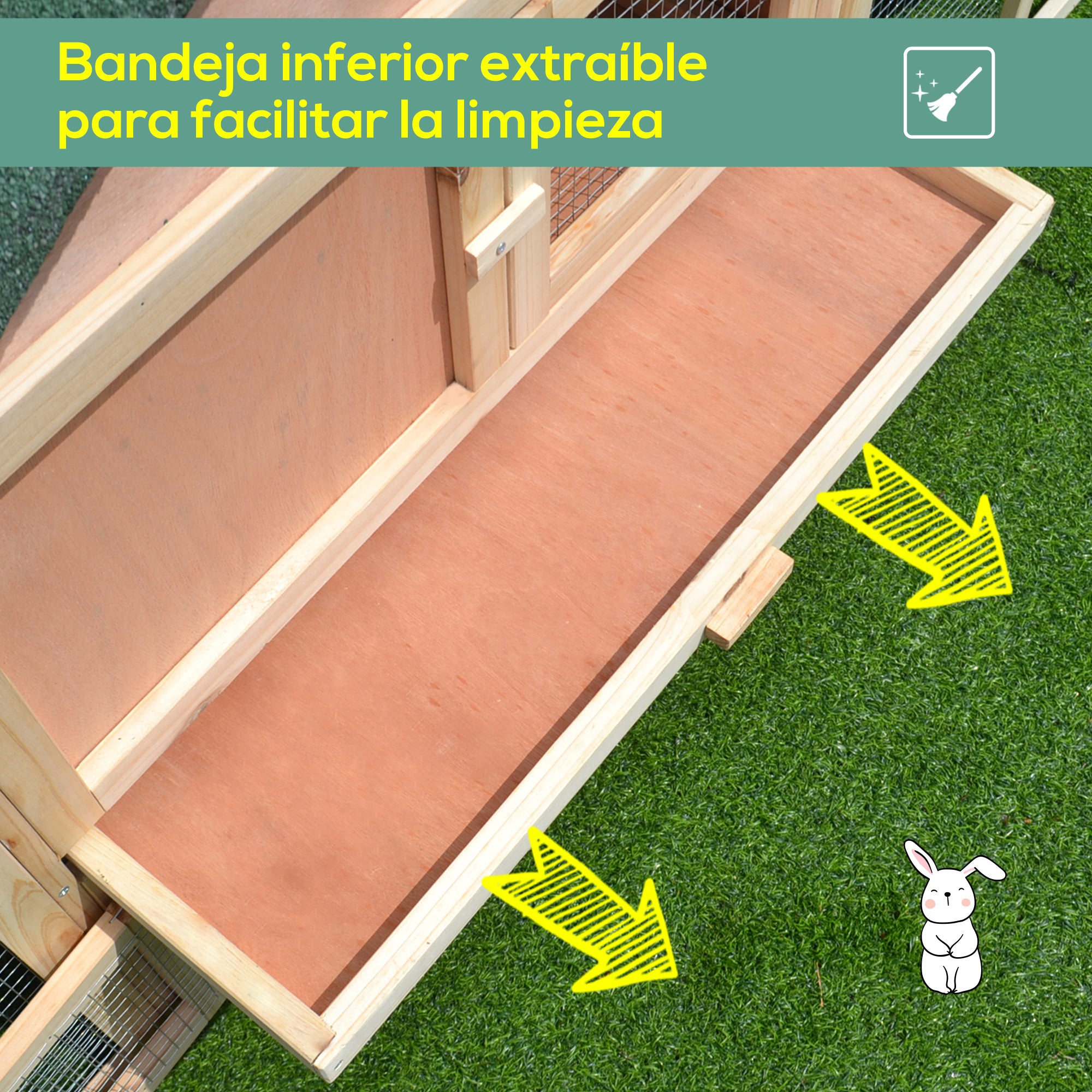 Coelheira Exterior Grande de Madeira Natural 210x45.5x84.5cm - Cor de Madeira e Verde
