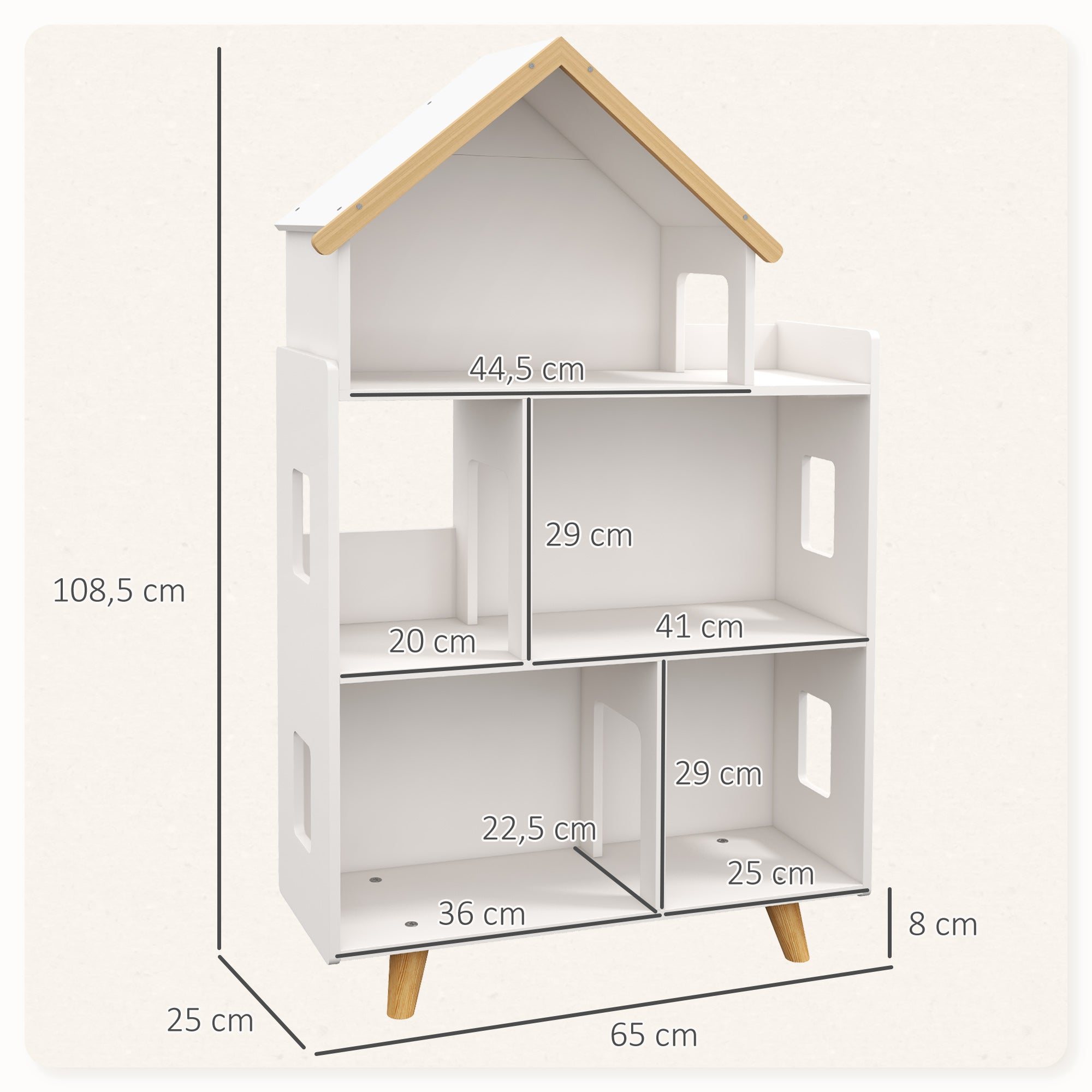 Estante Infantil Organizador de Brinquedos 3 Níveis 65x25x108,5 cm Branco