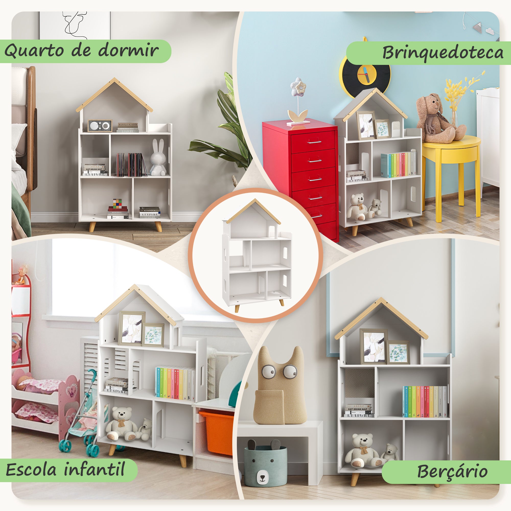 Estante Infantil Organizador de Brinquedos 3 Níveis 65x25x108,5 cm Branco