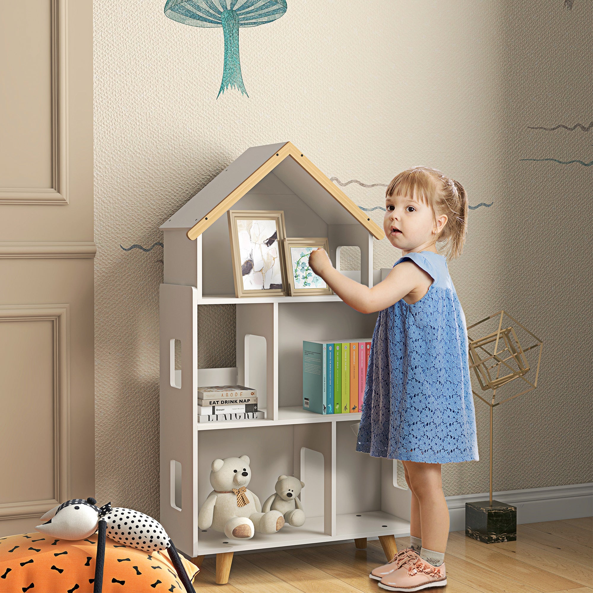 Estante Infantil Organizador de Brinquedos 3 Níveis 65x25x108,5 cm Branco