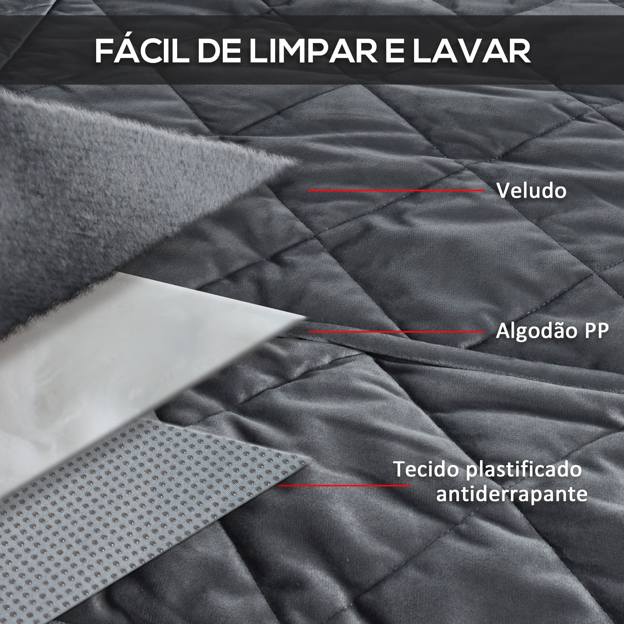 Capa de Assento Dianteiro para Cães 105x46cm Cinza