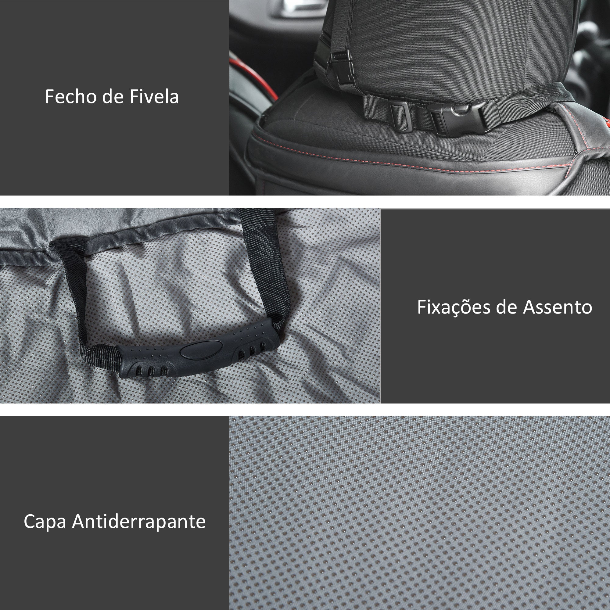 Capa de Assento Dianteiro para Cães 105x46cm Cinza