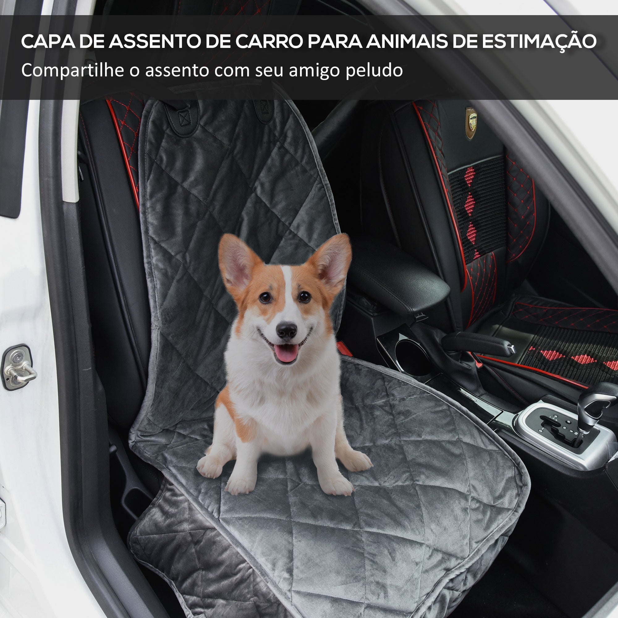 Capa de Assento Dianteiro para Cães 105x46cm Cinza