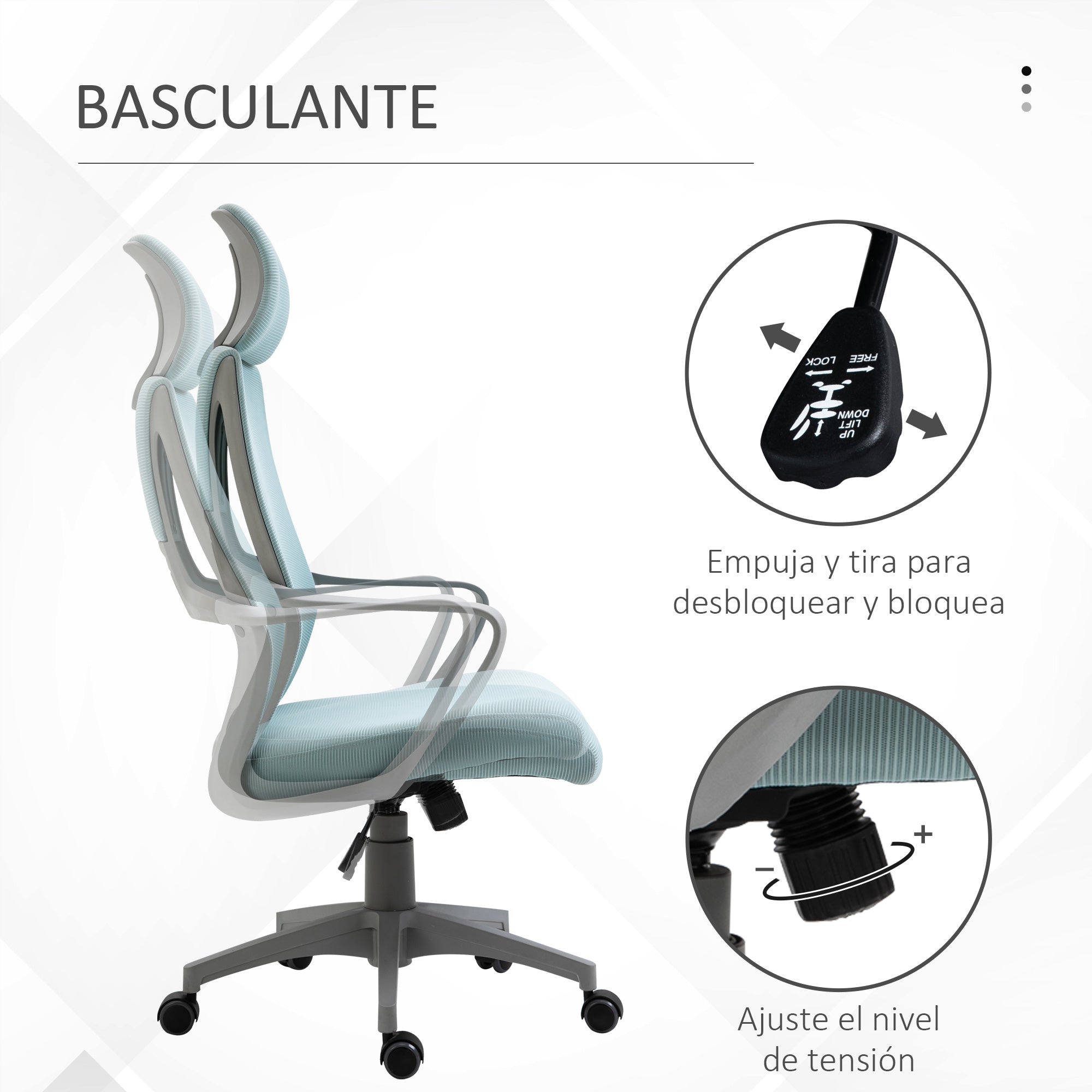 Cadeira de Escritório Ergonômica Azul 64x58x116-126 cm