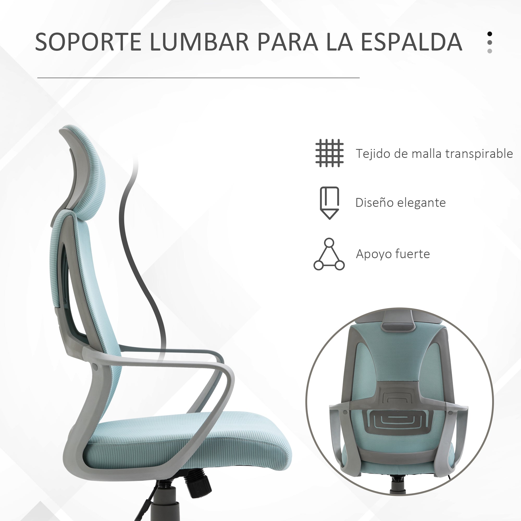 Cadeira de Escritório Ergonômica Azul 64x58x116-126 cm