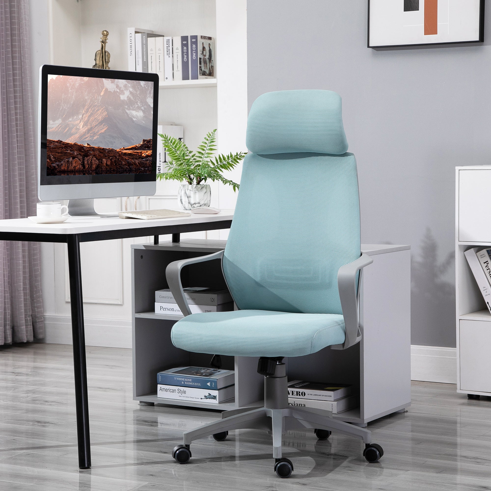 Cadeira de Escritório Ergonômica Azul 64x58x116-126 cm