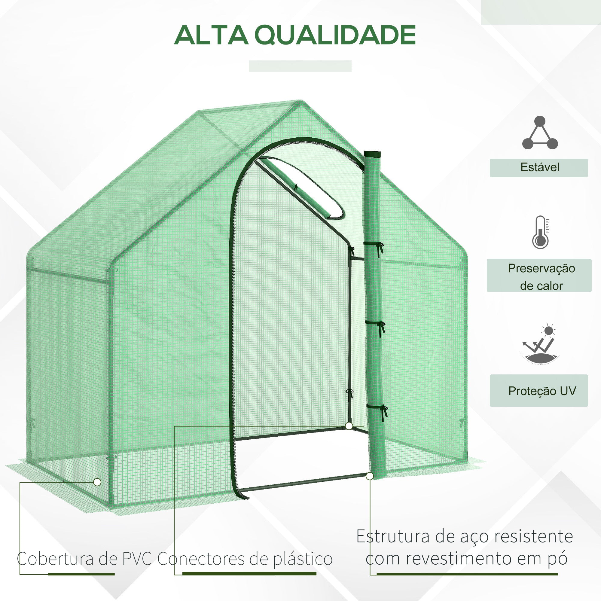 Estufa de Jardim – 180x100x168 cm – Verde – Aço