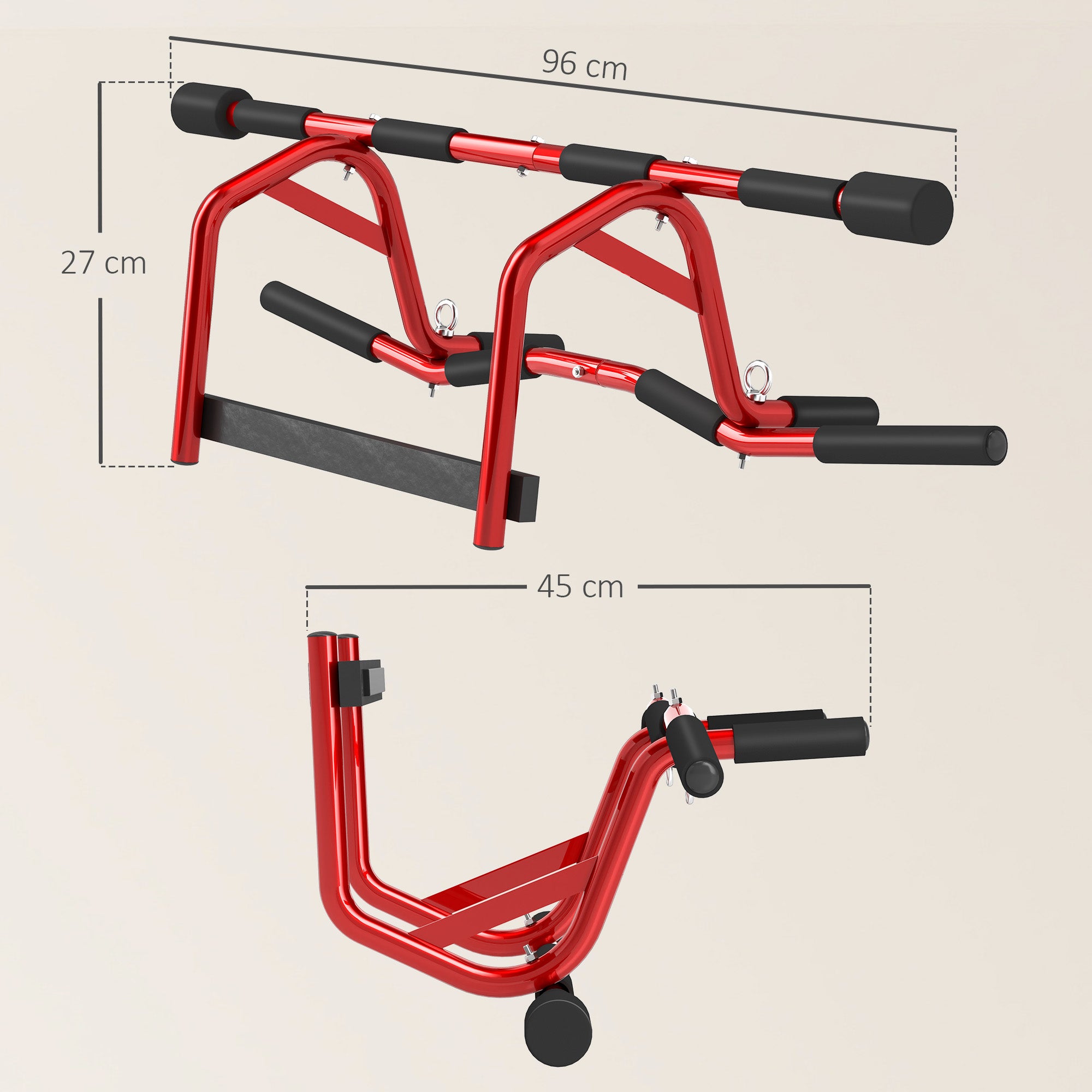 Barra de Elevação Multifuncional – 96x45x27 cm – Vermelha – Aço