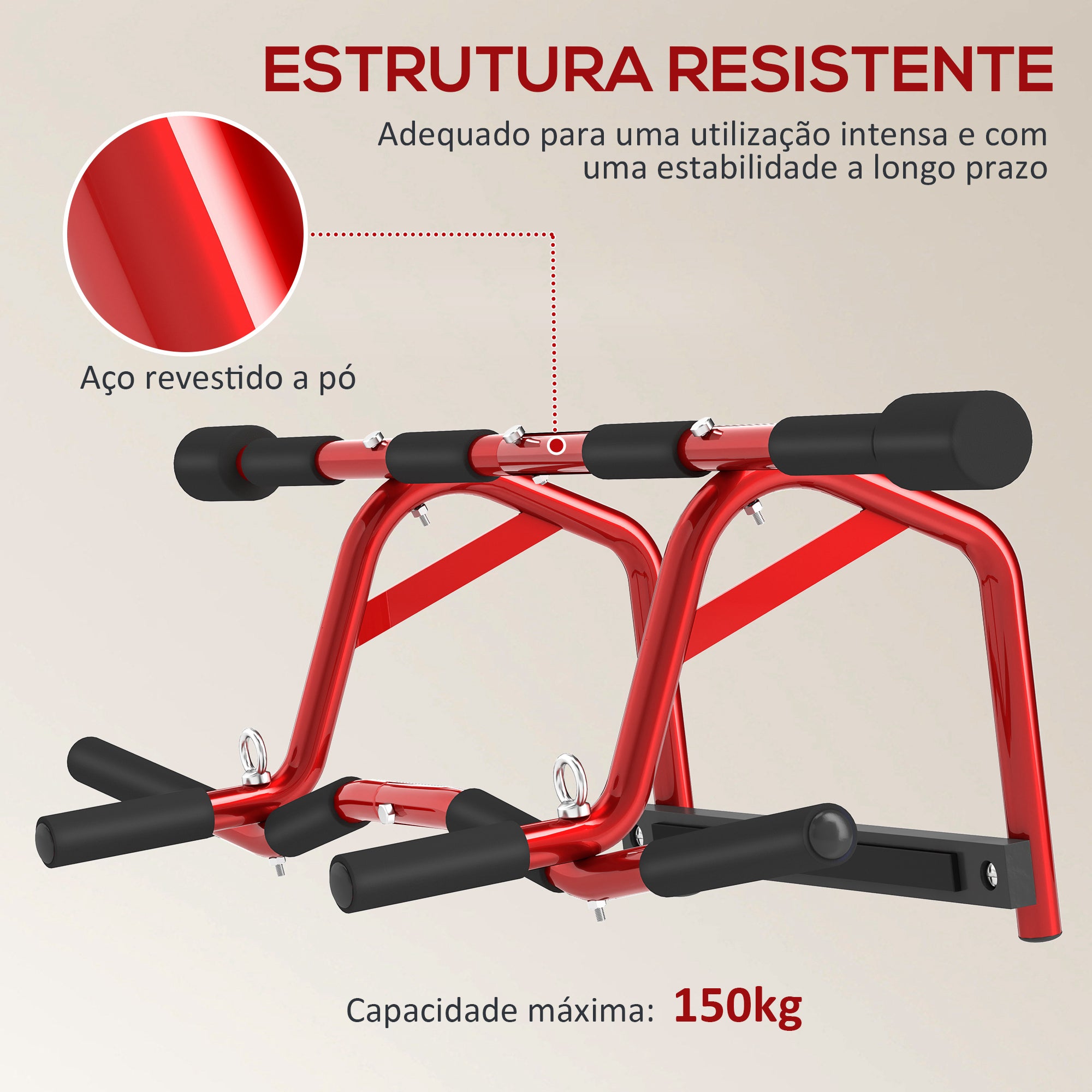 Barra de Elevação Multifuncional – 96x45x27 cm – Vermelha – Aço