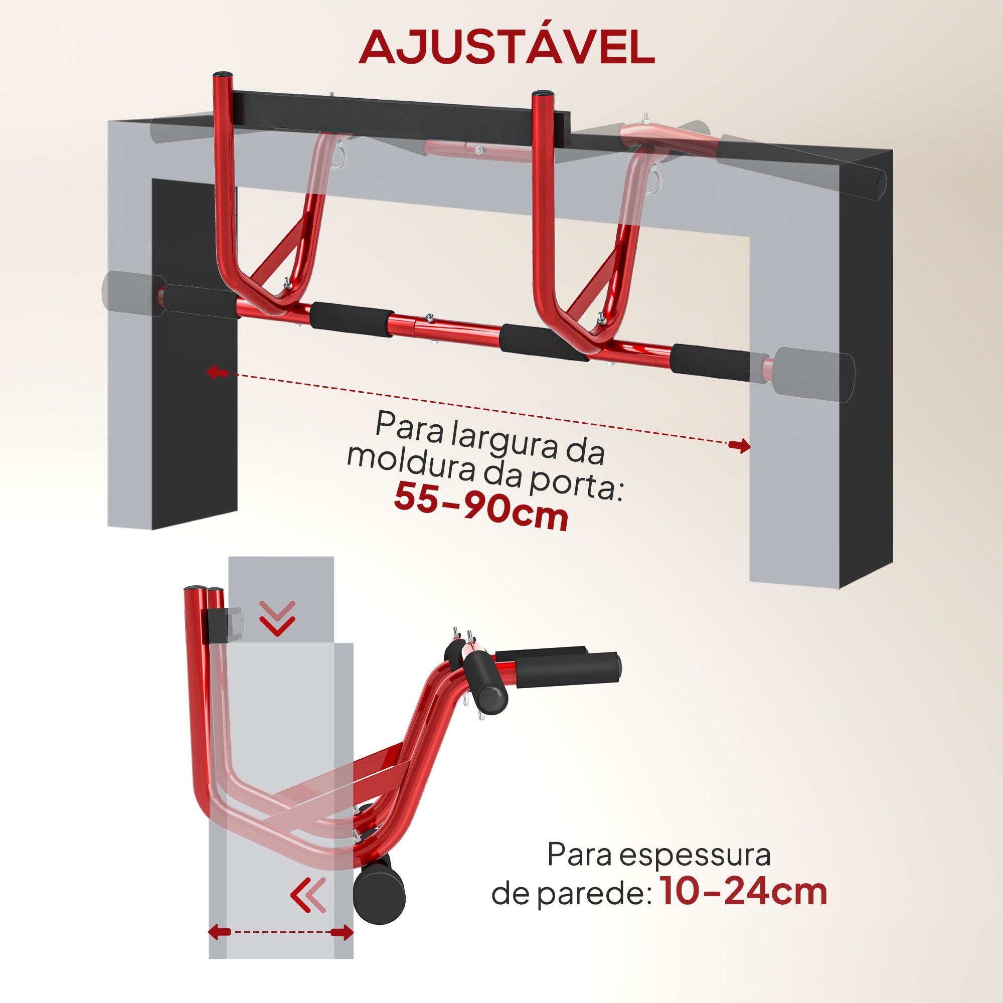 Barra de Elevação Multifuncional – 96x45x27 cm – Vermelha – Aço