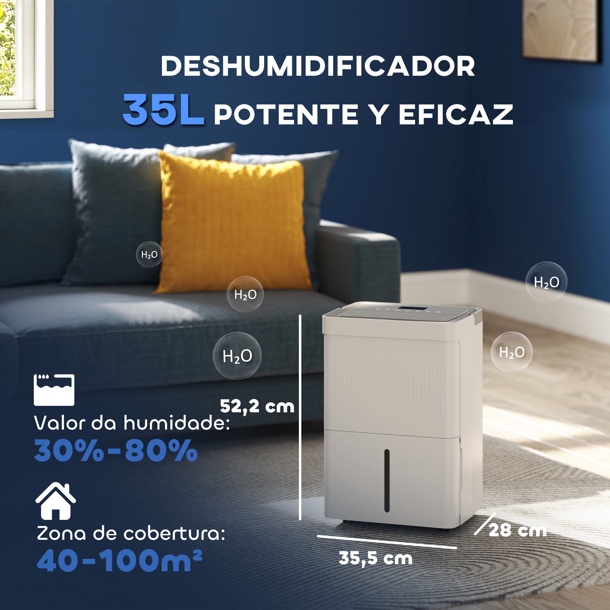 Desumidificador Elétrico – 35,5x28x52,2 cm – Branco – ABS
