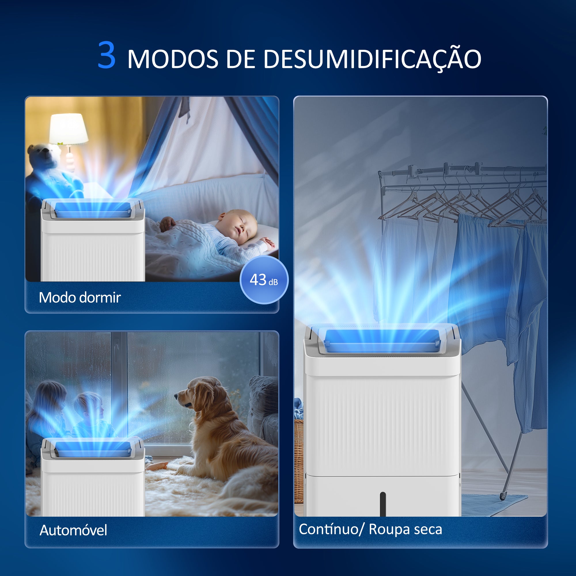 Desumidificador Elétrico – 35,5x28x52,2 cm – Branco – ABS