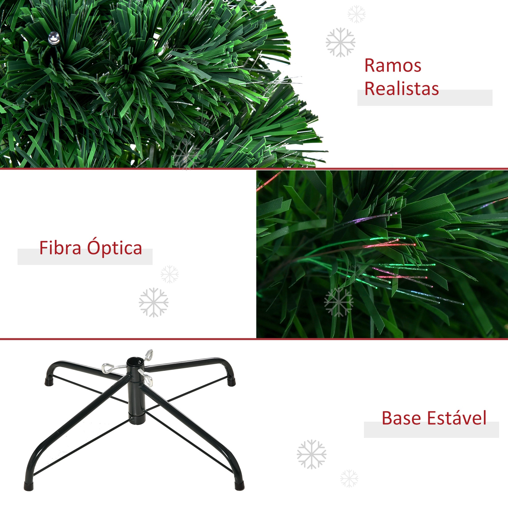 Árvore de Natal Artificial 150 cm Verde com Fibra Óptica - Ø75x150 cm