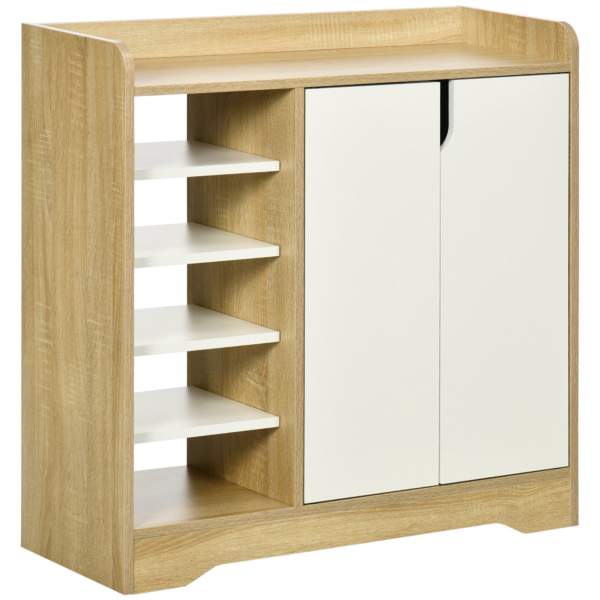 Sapateira Moderna Estreita 80x30x80 cm - Madeira e Branco