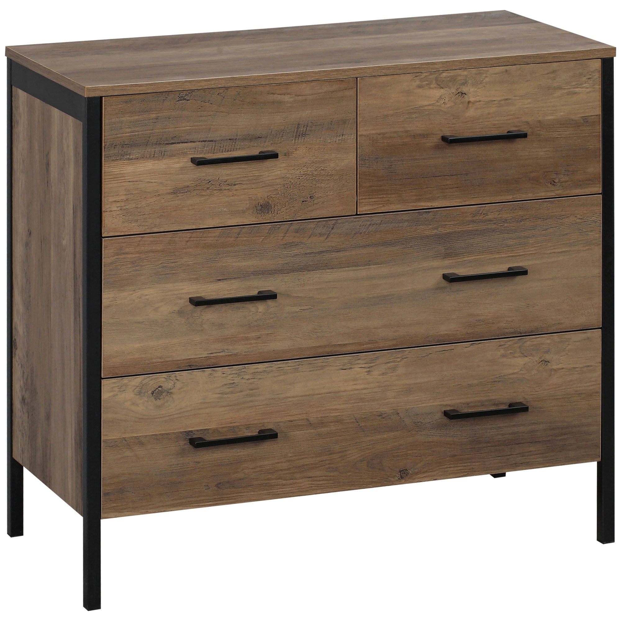 Cómoda de Madeira Estilo Industrial 80x40x75cm Marrom e Preto