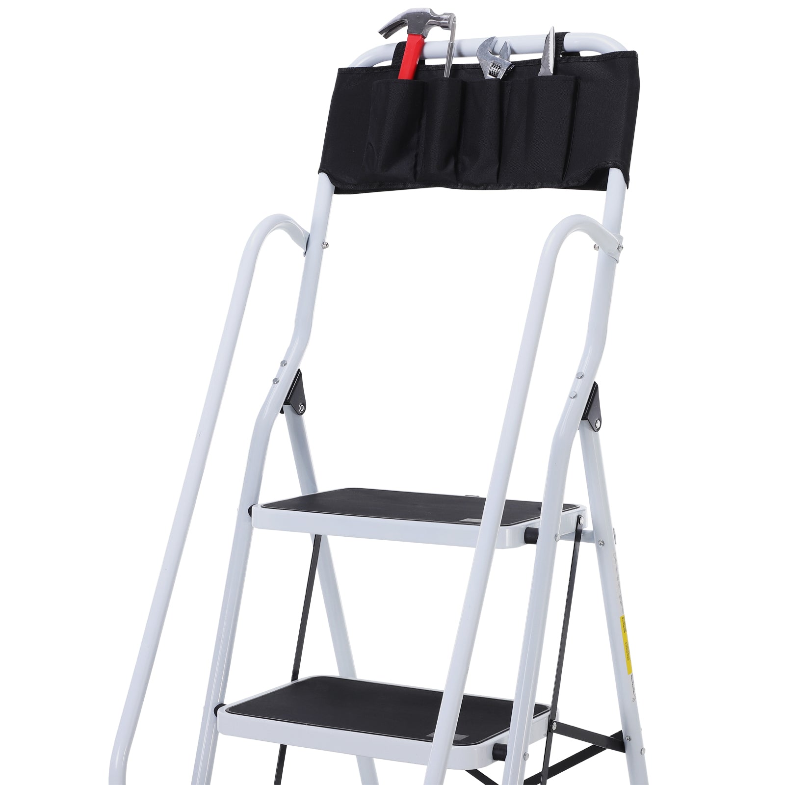 Escada Dobrável com 4 Degraus 50x83x155 cm Branco e Preto