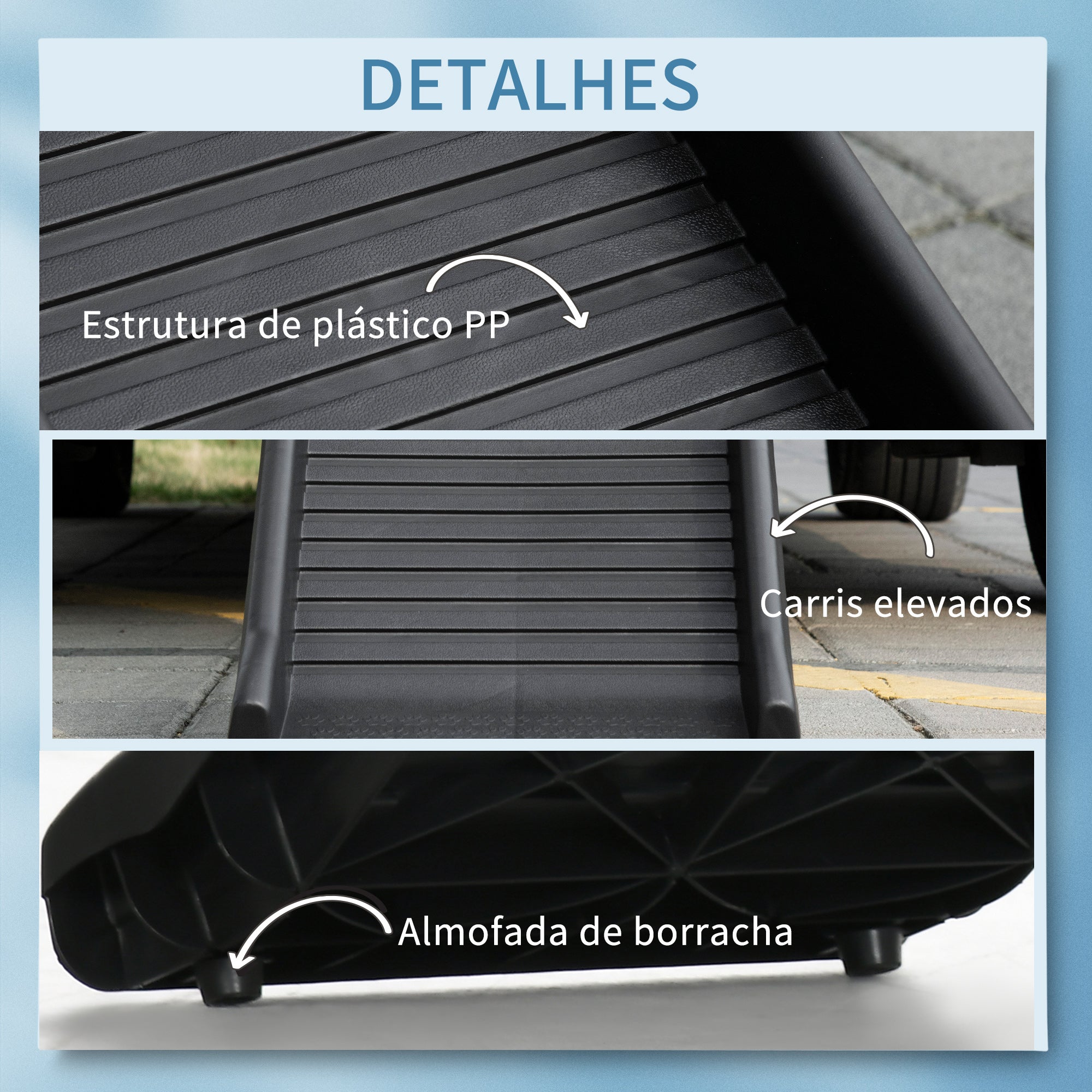 Rampa Dobrável para Animais de Estimação 155x39x14cm - Cor Preto