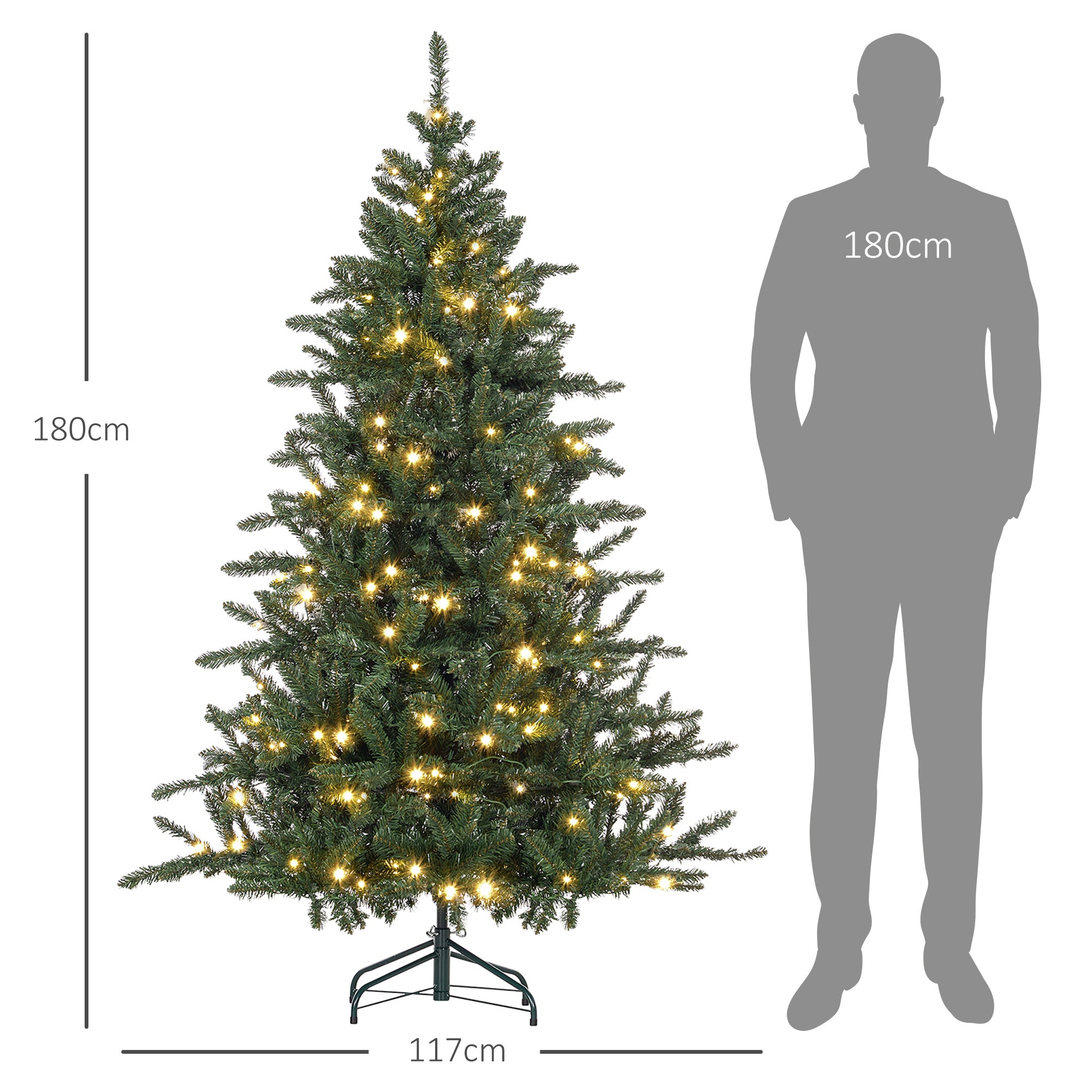 Árvore de Natal Artificial – 180 cm – Verde – Plástico e Metal