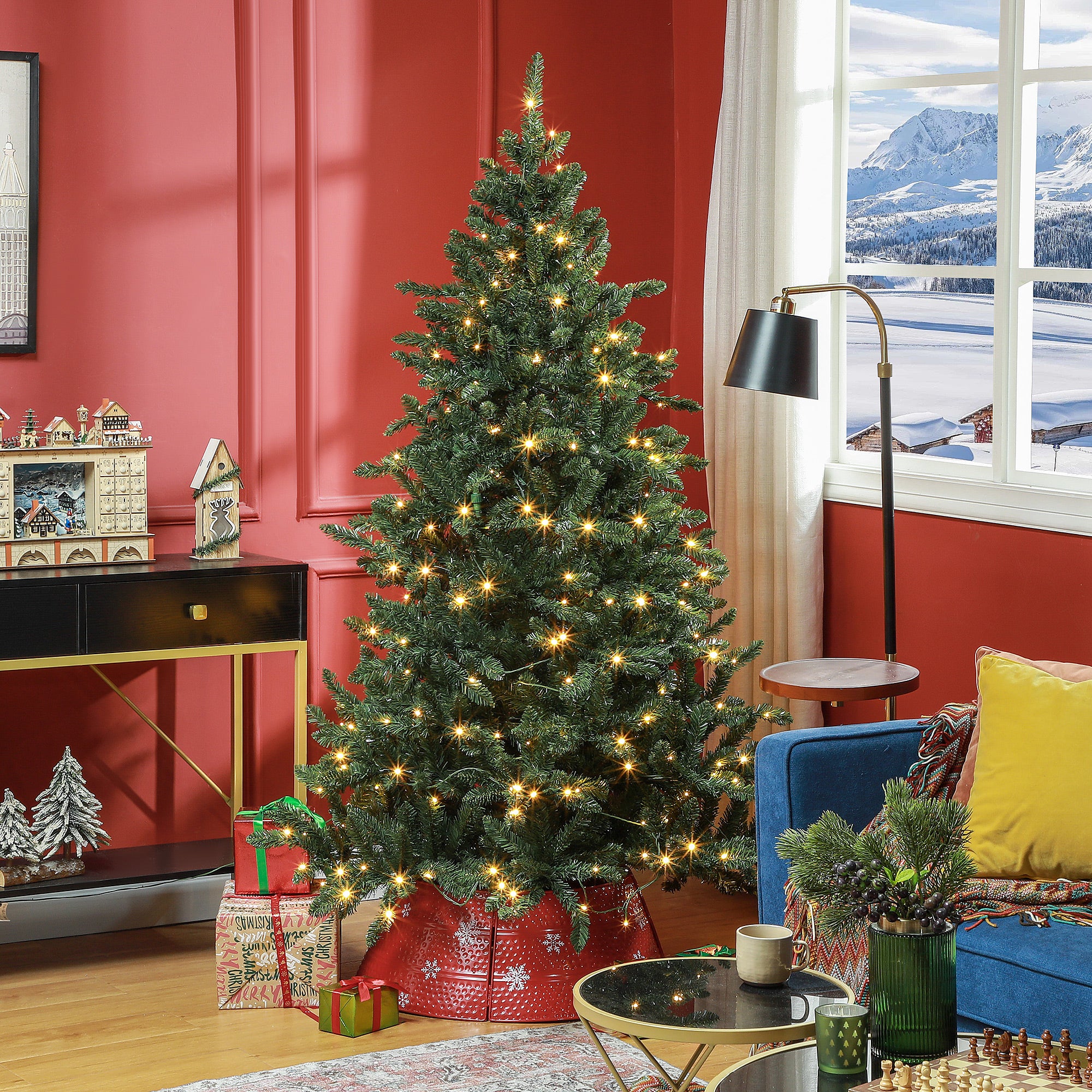 Árvore de Natal Artificial 180 cm Verde com 310 Luzes LED