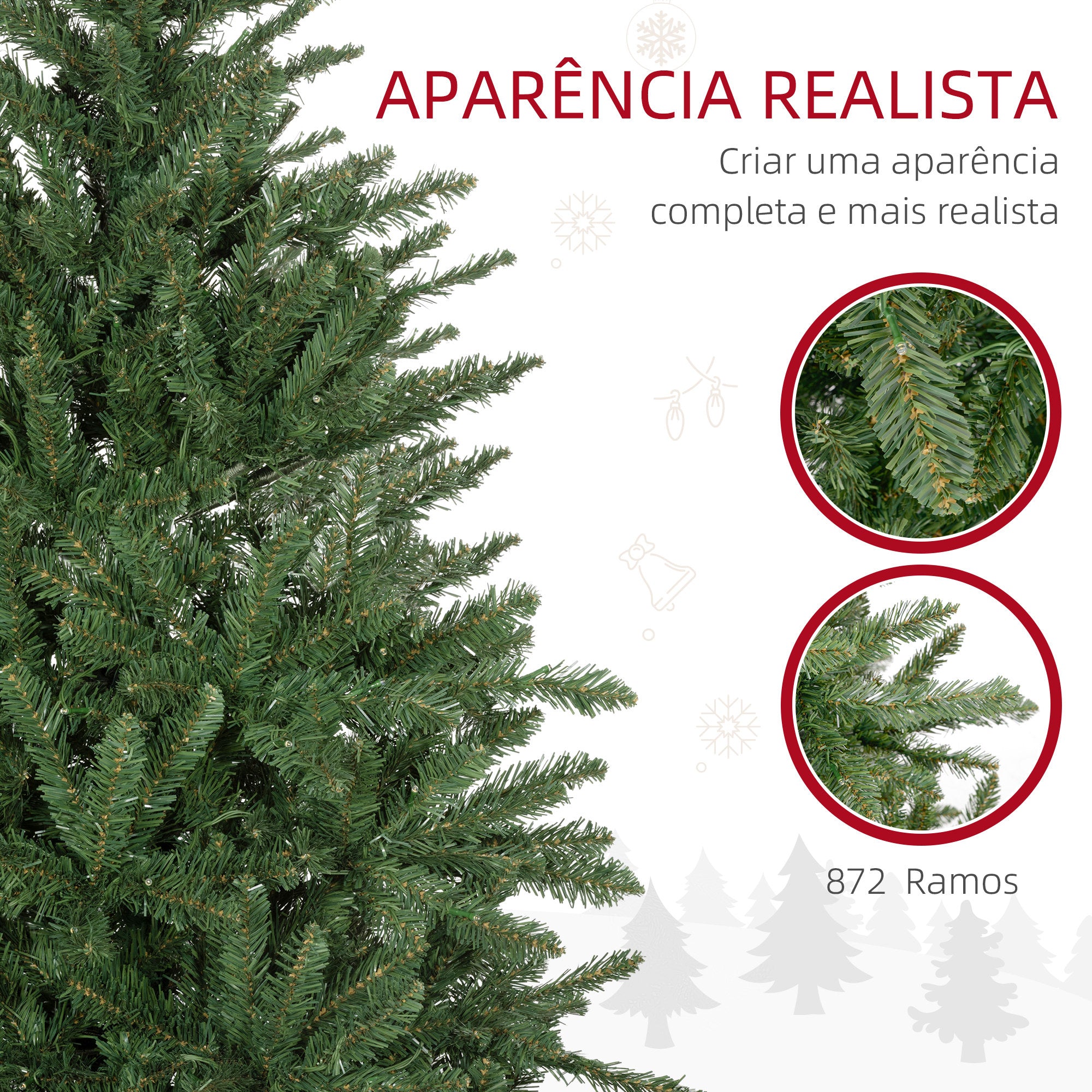 Árvore de Natal Artificial – 180 cm – Verde – Plástico e Metal