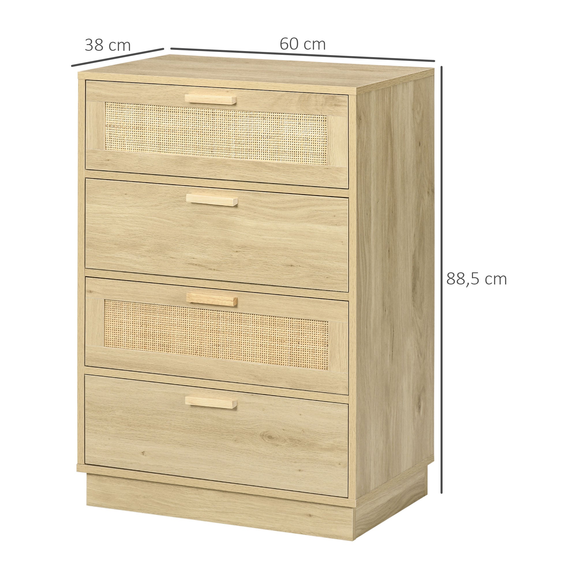 Cómoda de Madeira Natural 60x38x88,5 cm - Estilo Boêmio