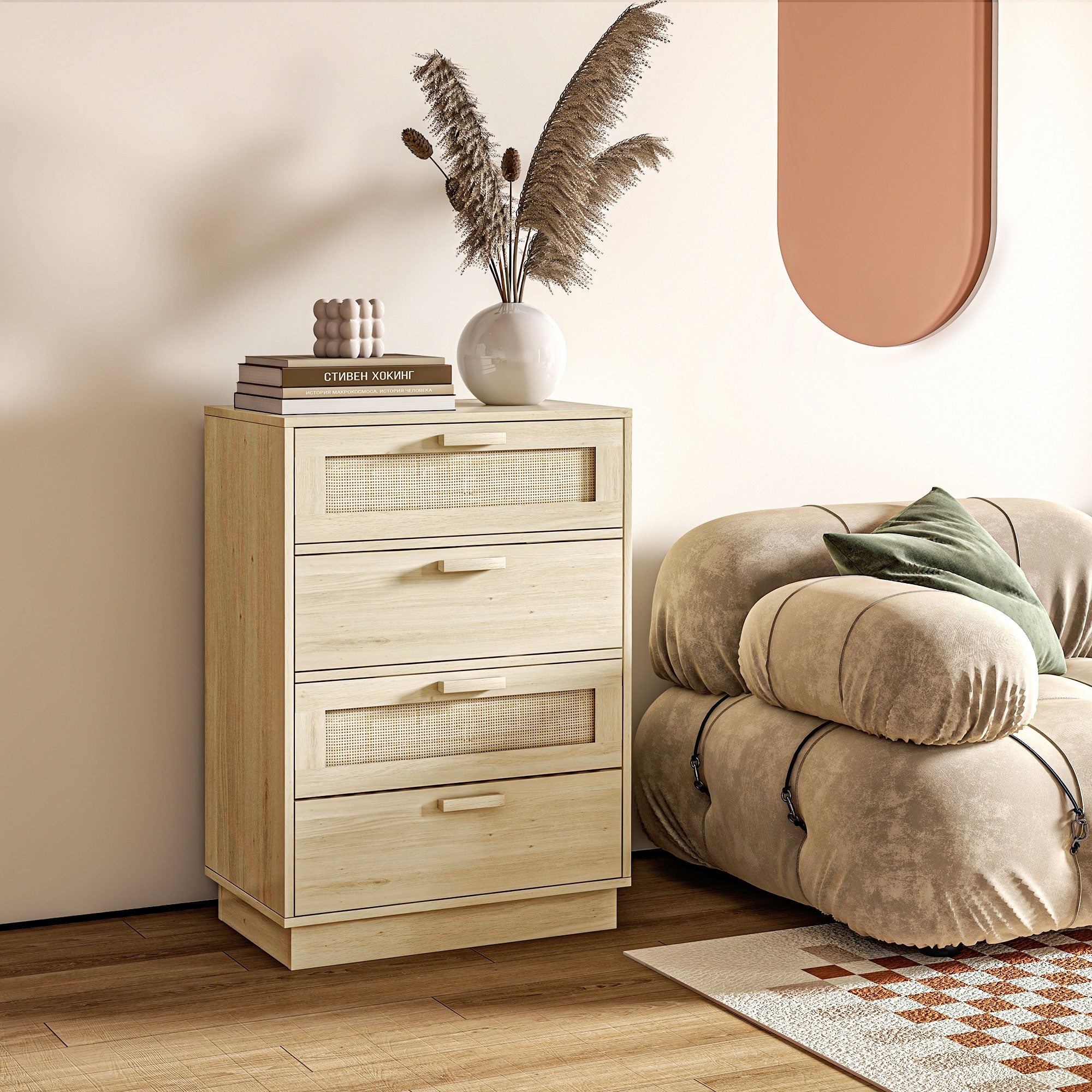 Cómoda de Madeira Natural 60x38x88,5 cm - Estilo Boêmio
