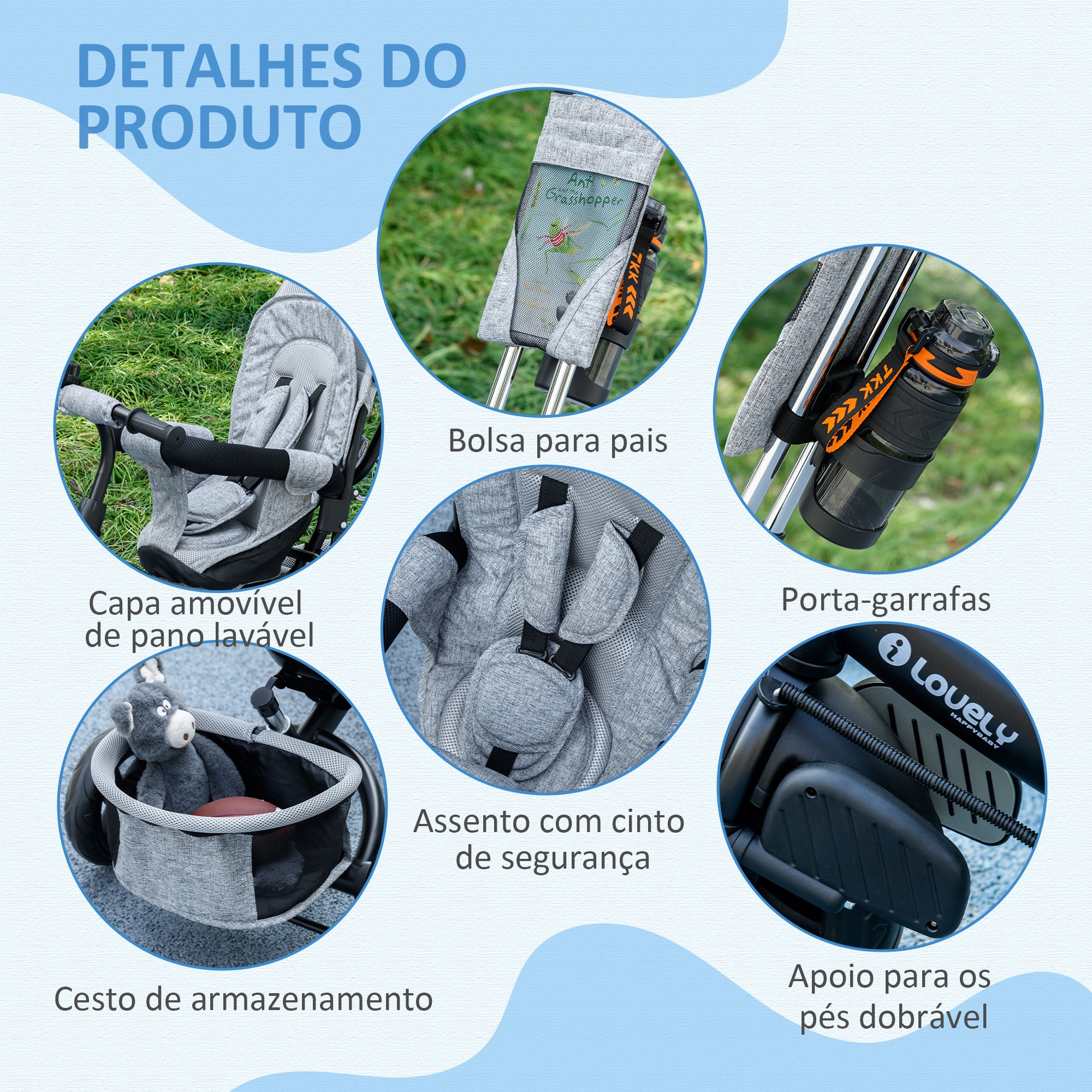 Triciclo Evolutivo Infantil 2 em 1 Cinza 102x49x102 cm