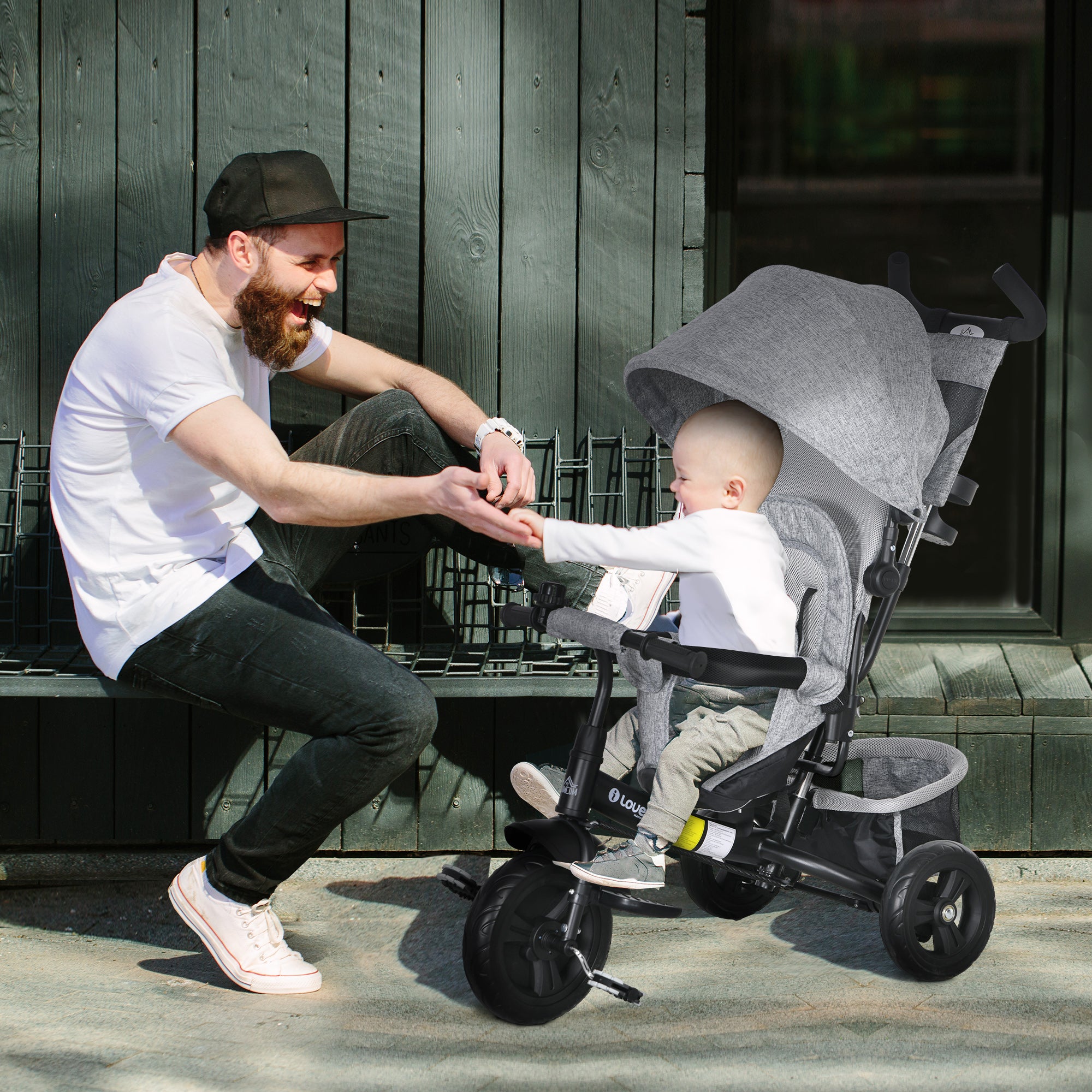 Triciclo Evolutivo Infantil 2 em 1 Cinza 102x49x102 cm
