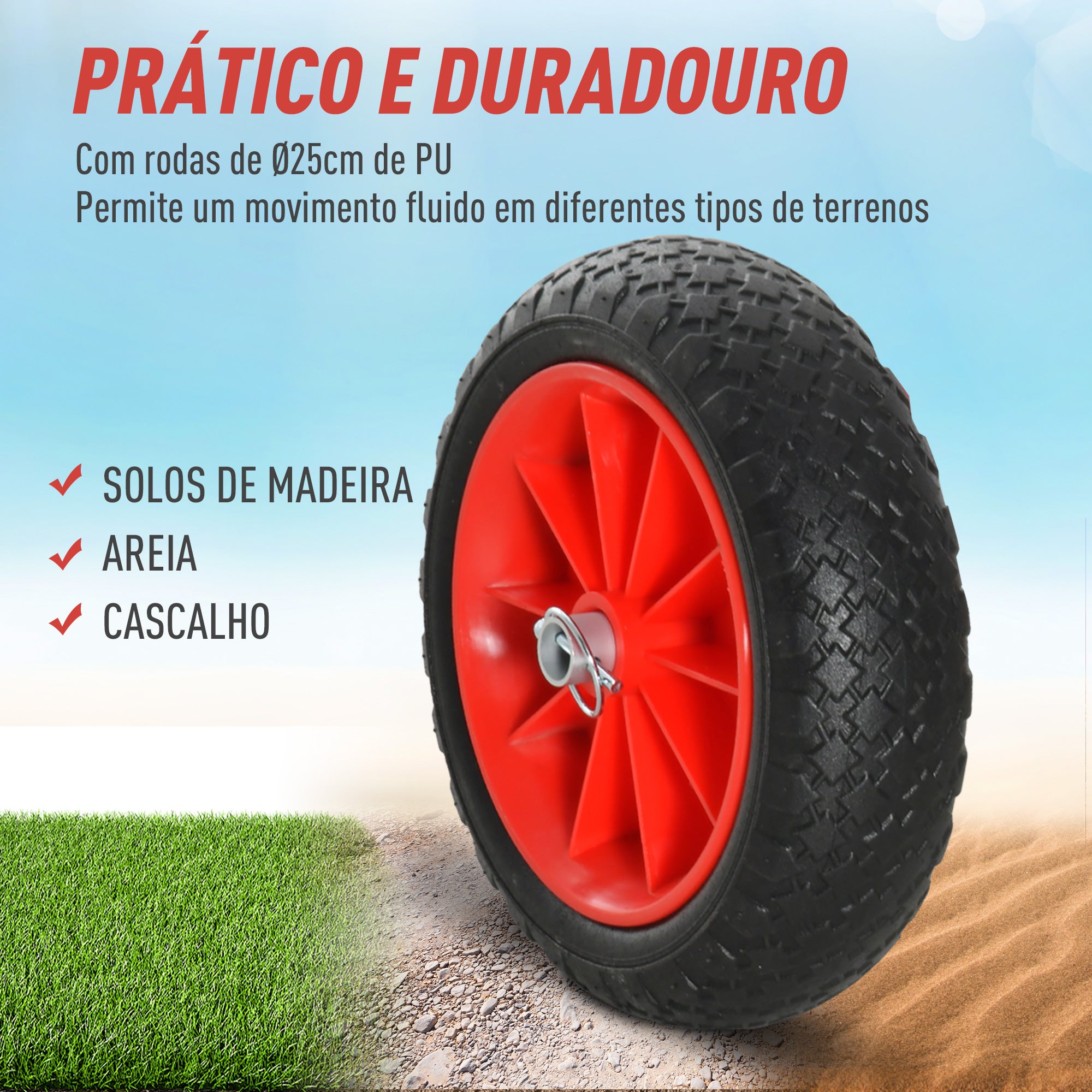 Carro de Transporte Dobrável para Kayak - Vermelho e Preto - 62x35x30cm