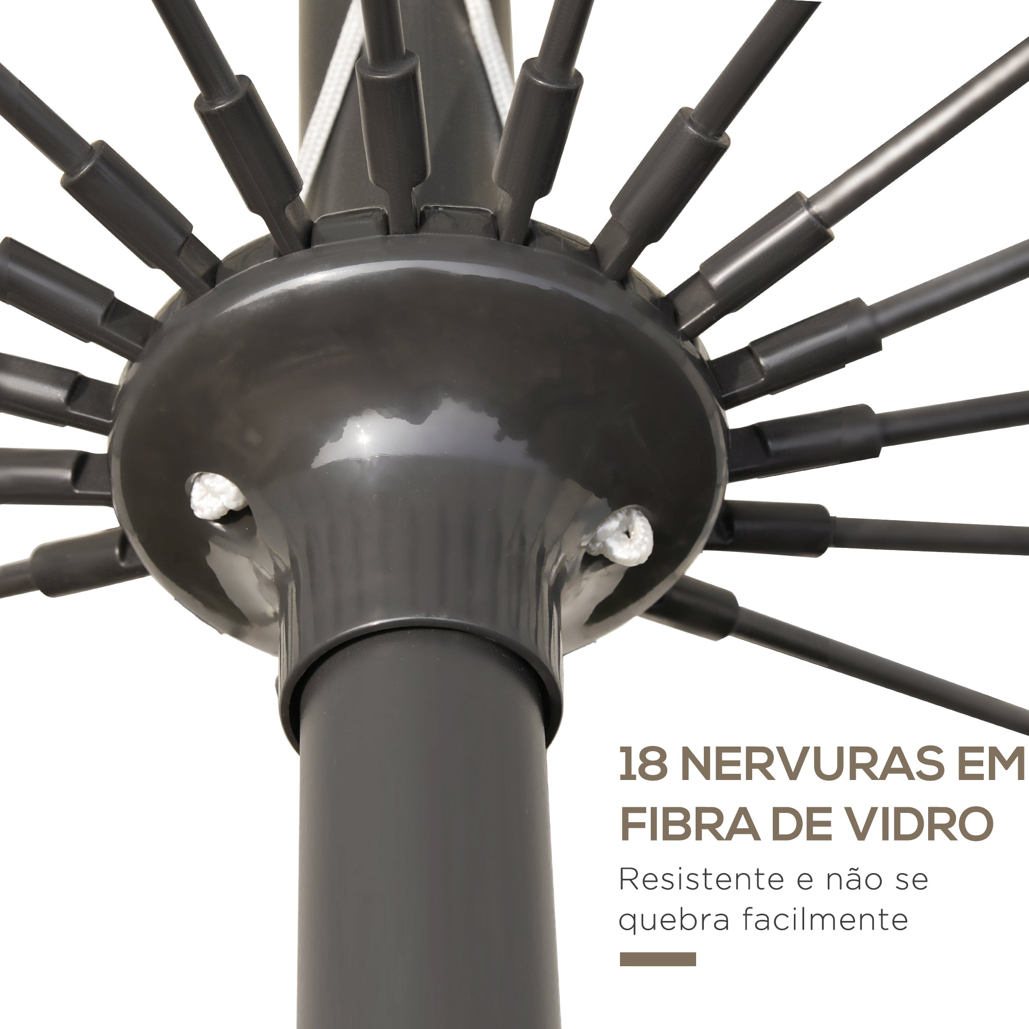 Chapéu de Sol de Jardim Ø250x240 cm - Cor Creme Branco