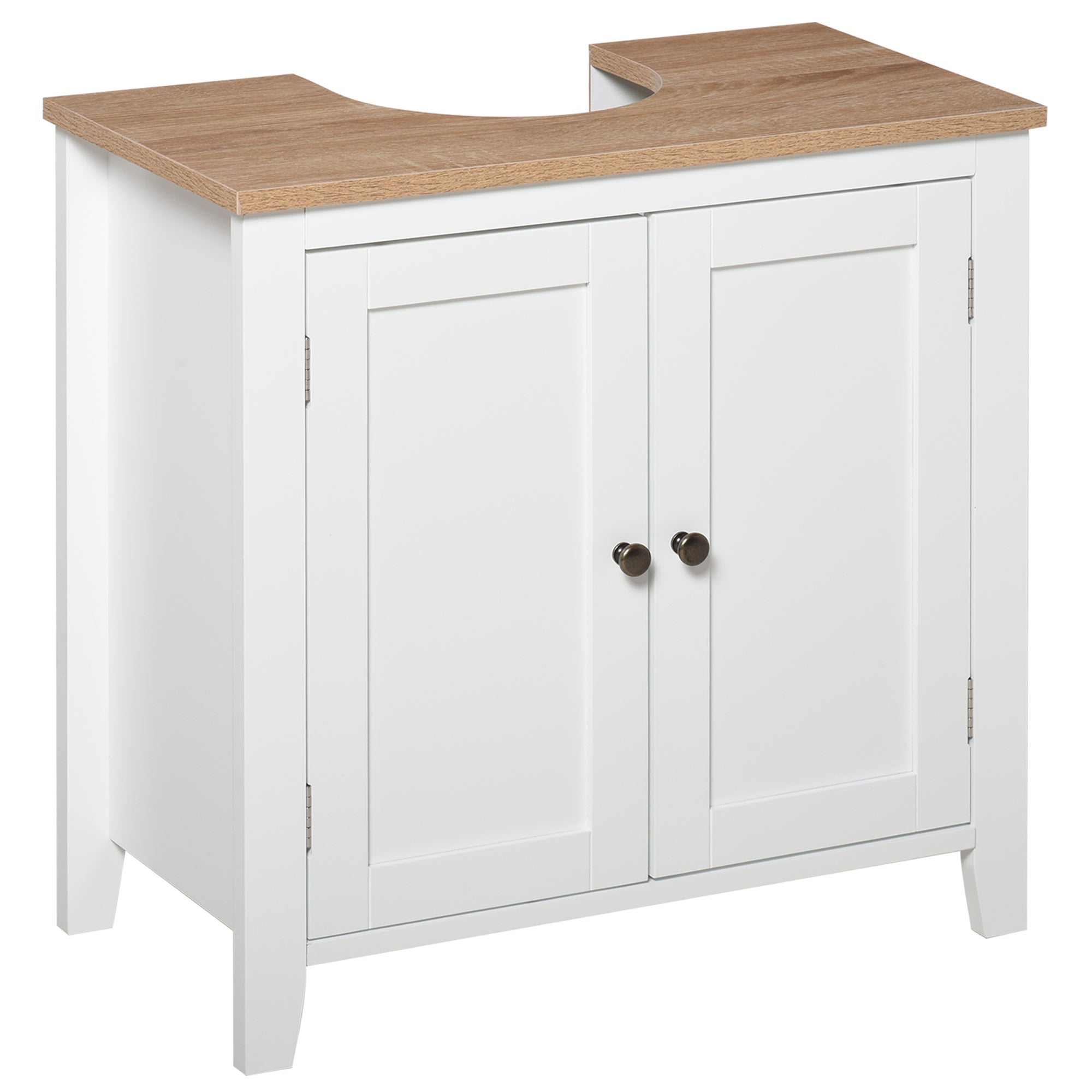 Móvel para Lavatório Branco e Madeira 60x30x60cm - Armazenamento e Elegância