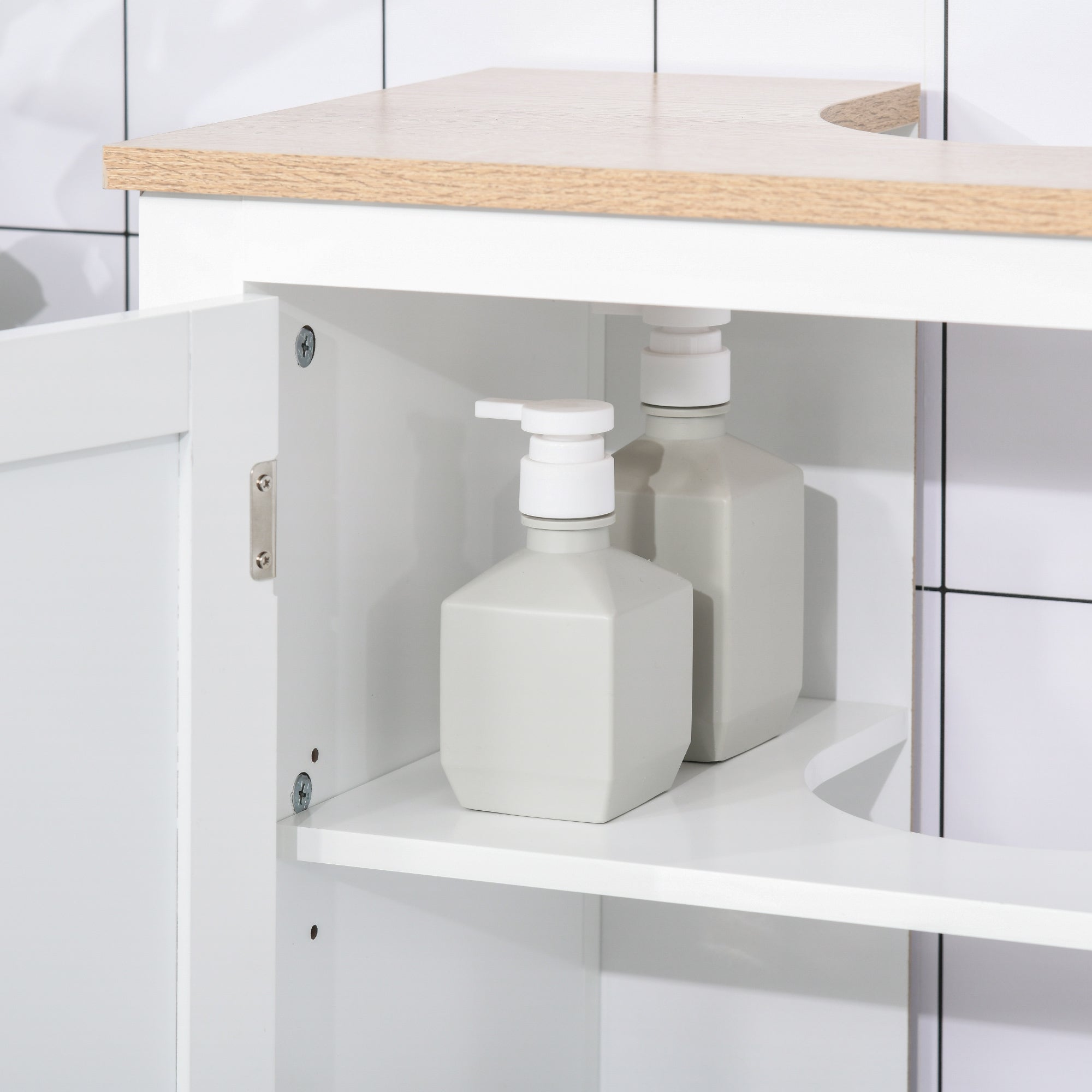 Móvel para Lavatório Branco e Madeira 60x30x60cm - Armazenamento e Elegância