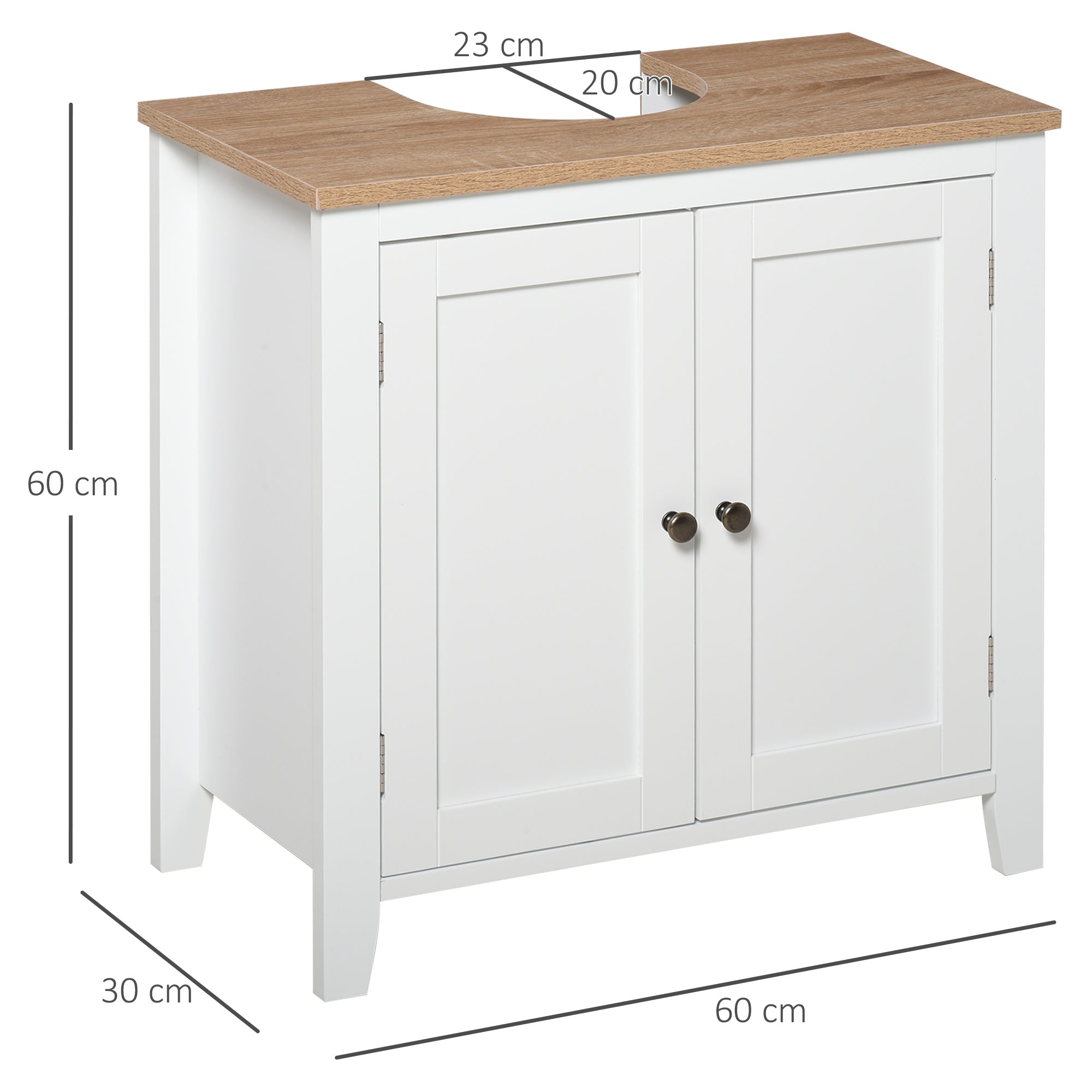 Móvel para Lavatório Branco e Madeira 60x30x60cm - Armazenamento e Elegância