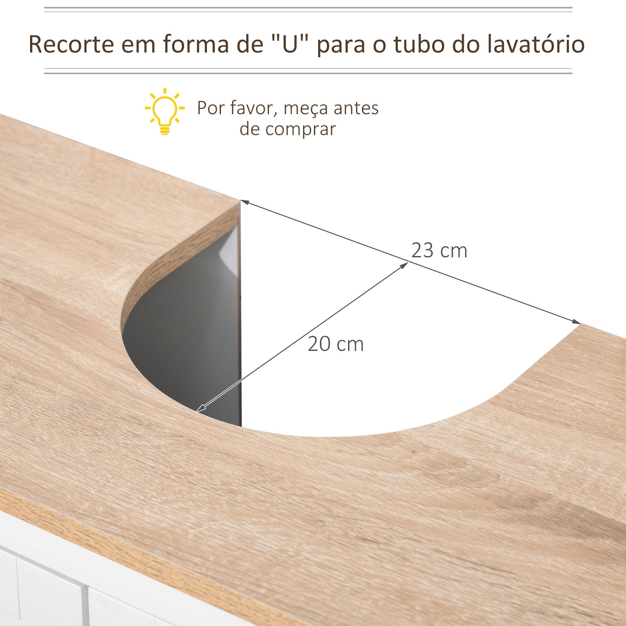 Móvel para Lavatório Branco e Madeira 60x30x60cm - Armazenamento e Elegância