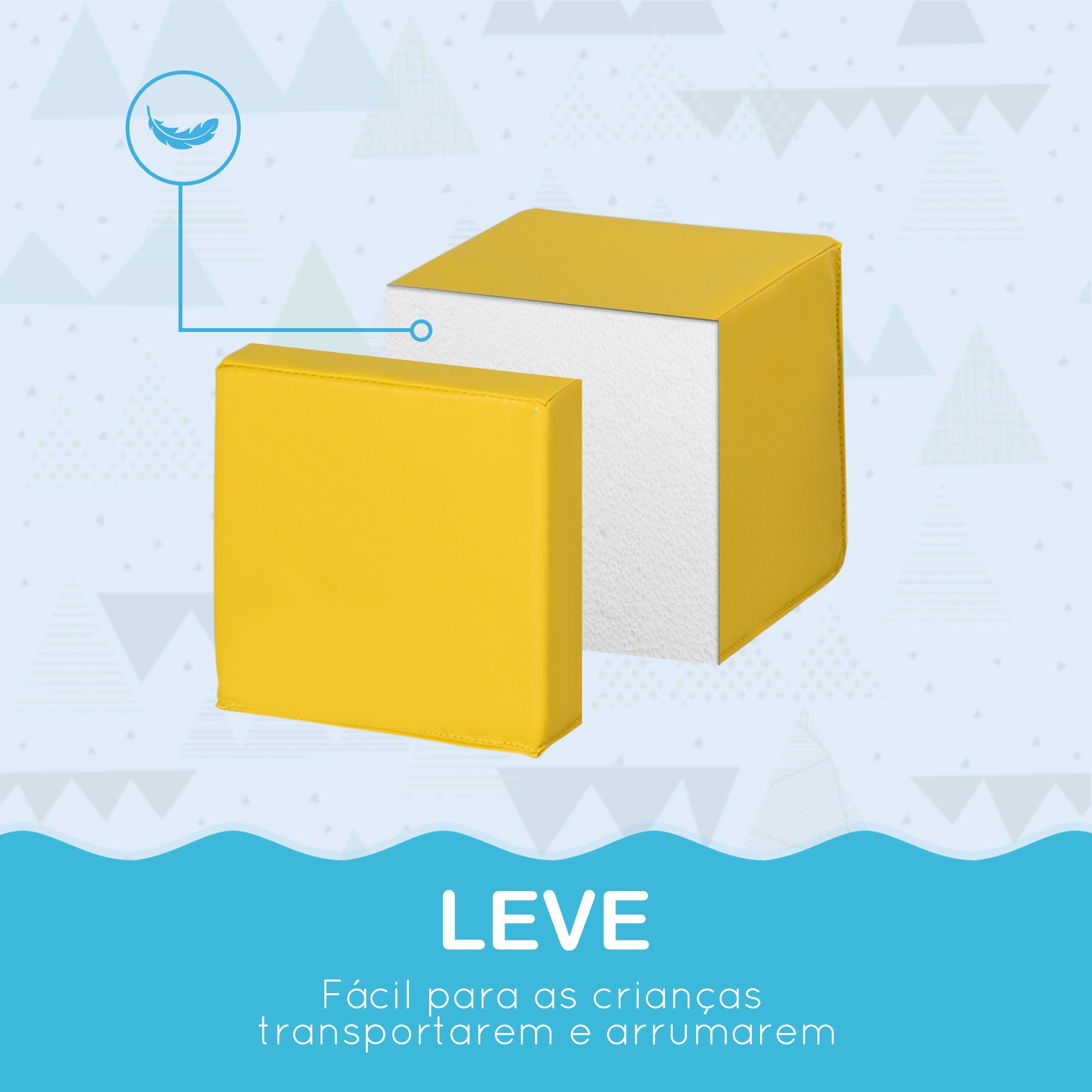 Conjunto de 12 Blocos de Construção Multicor 20x20x20 cm para Estimulação Psicomotora