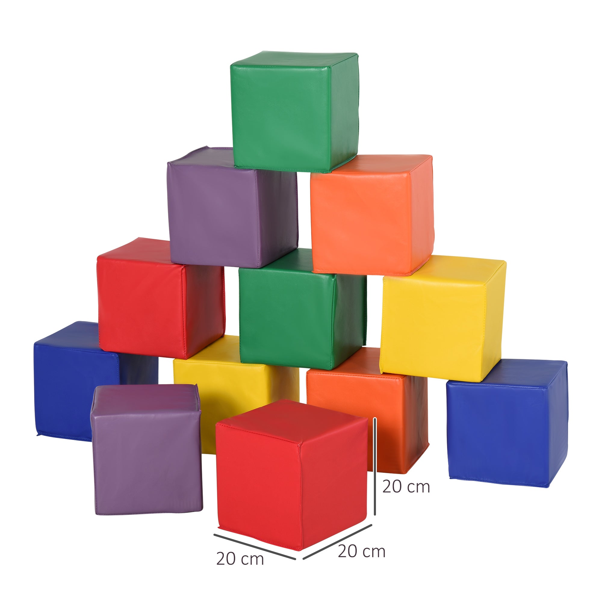 Conjunto de 12 Blocos de Construção Multicor 20x20x20 cm para Estimulação Psicomotora
