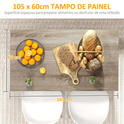 Ilha de Cozinha com 2 Prateleiras Abertas e 2 Portas - 105x60x82 cm - Preto e Carvalho