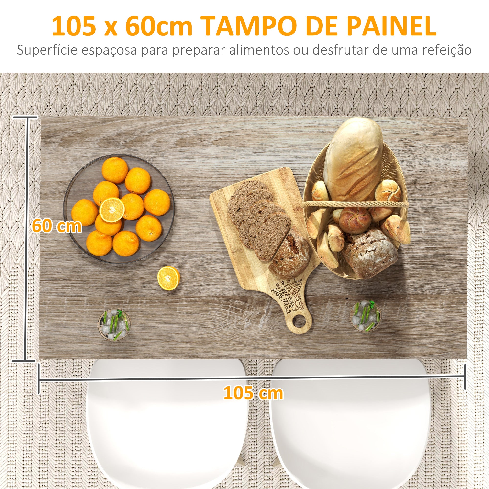 Ilha de Cozinha com 2 Prateleiras Abertas e 2 Portas - 105x60x82 cm - Preto e Carvalho